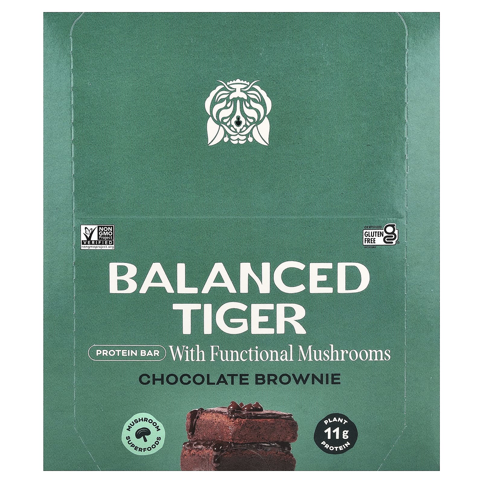 Balanced Tiger, протеиновый батончик, шоколадный брауни, 12 шт. по 44 г (1,55 унции)