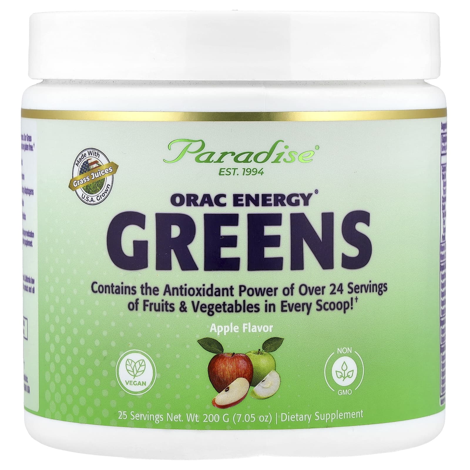 Paradise Herbs, ORAC Energy® Greens, со вкусом яблока, 200 г (7,05 унции)