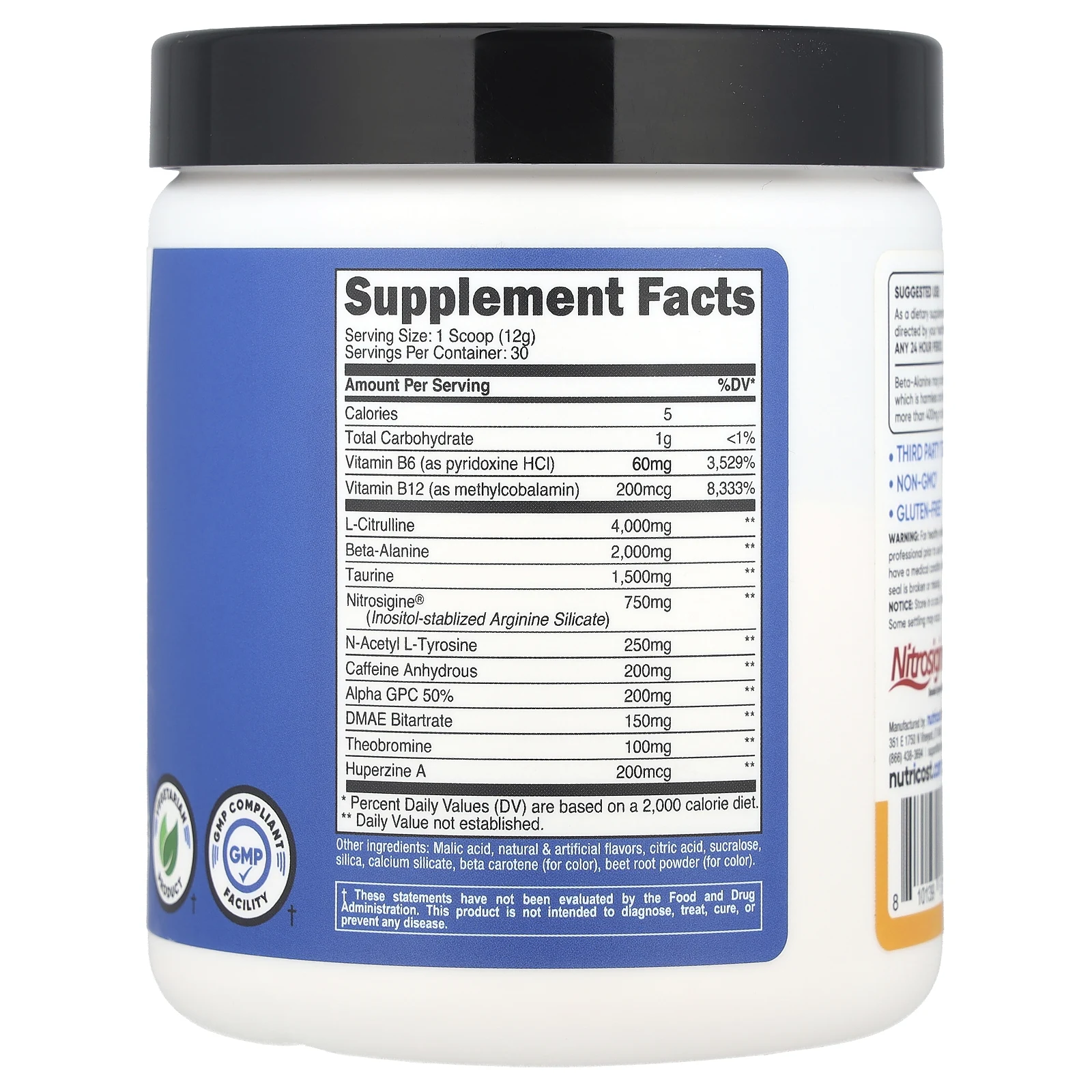 Nutricost, Performance, предтренировочный комплекс, персик и манго, 354 г (12,6 унции)