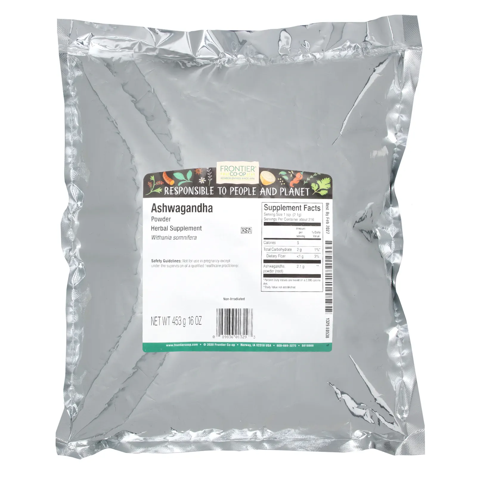 Frontier Co-op, Порошок ашваганды, 453 г (16 унций)