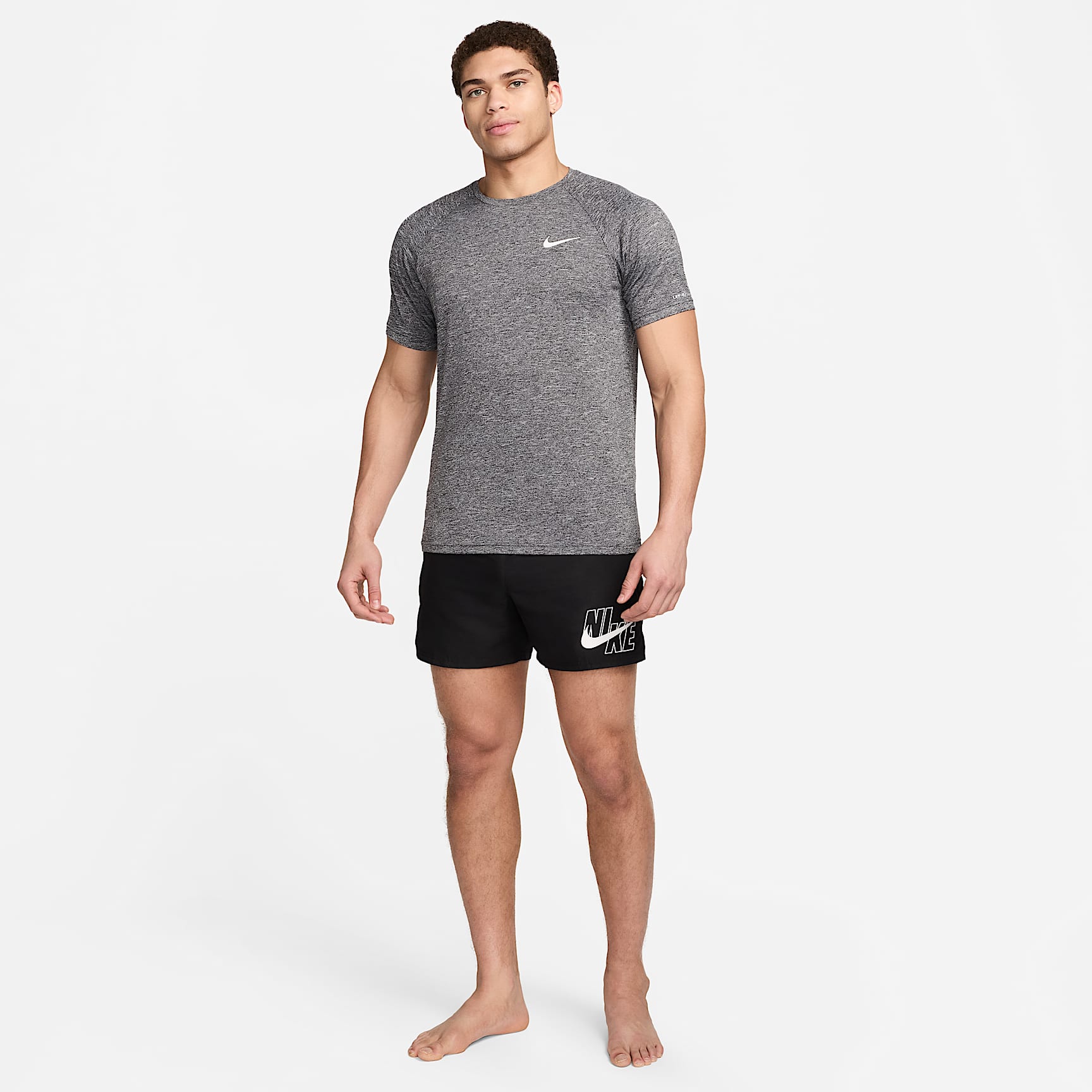 Nike Men's Heathered Short-Sleeve Hydroguard Swim Shirt