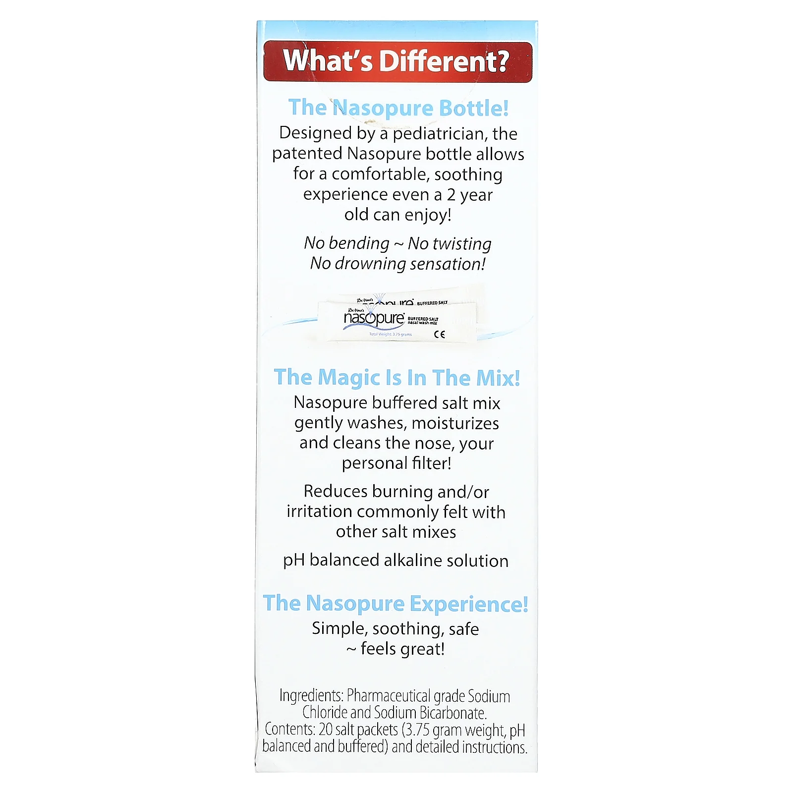 Nasopure, Промывание носа, для самостоятельного приготовления раствора, 20 пакетиков с солью