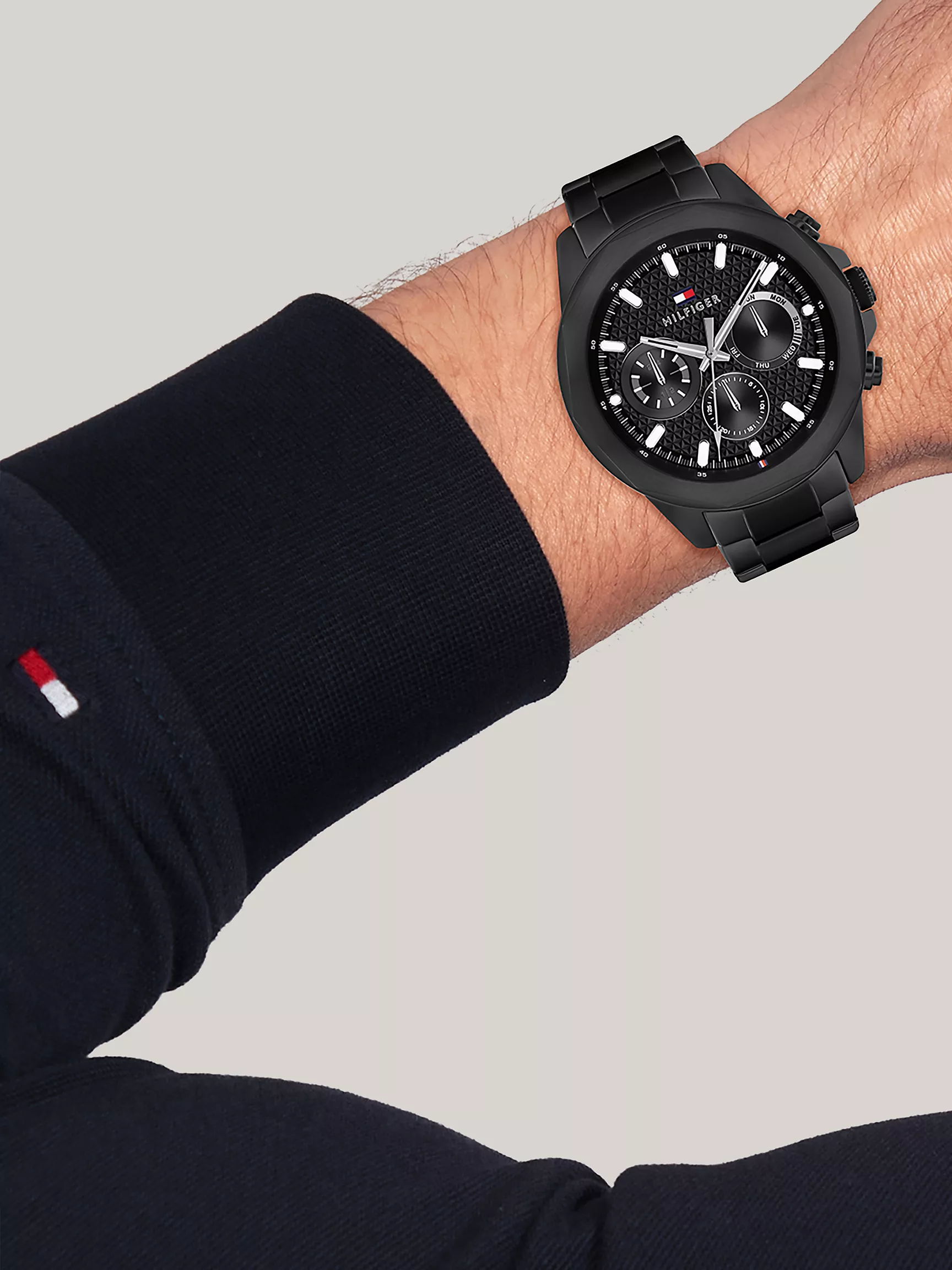 Мужские часы Tommy Hilfiger, Спортивные часы 46 мм с черным ионным покрытием