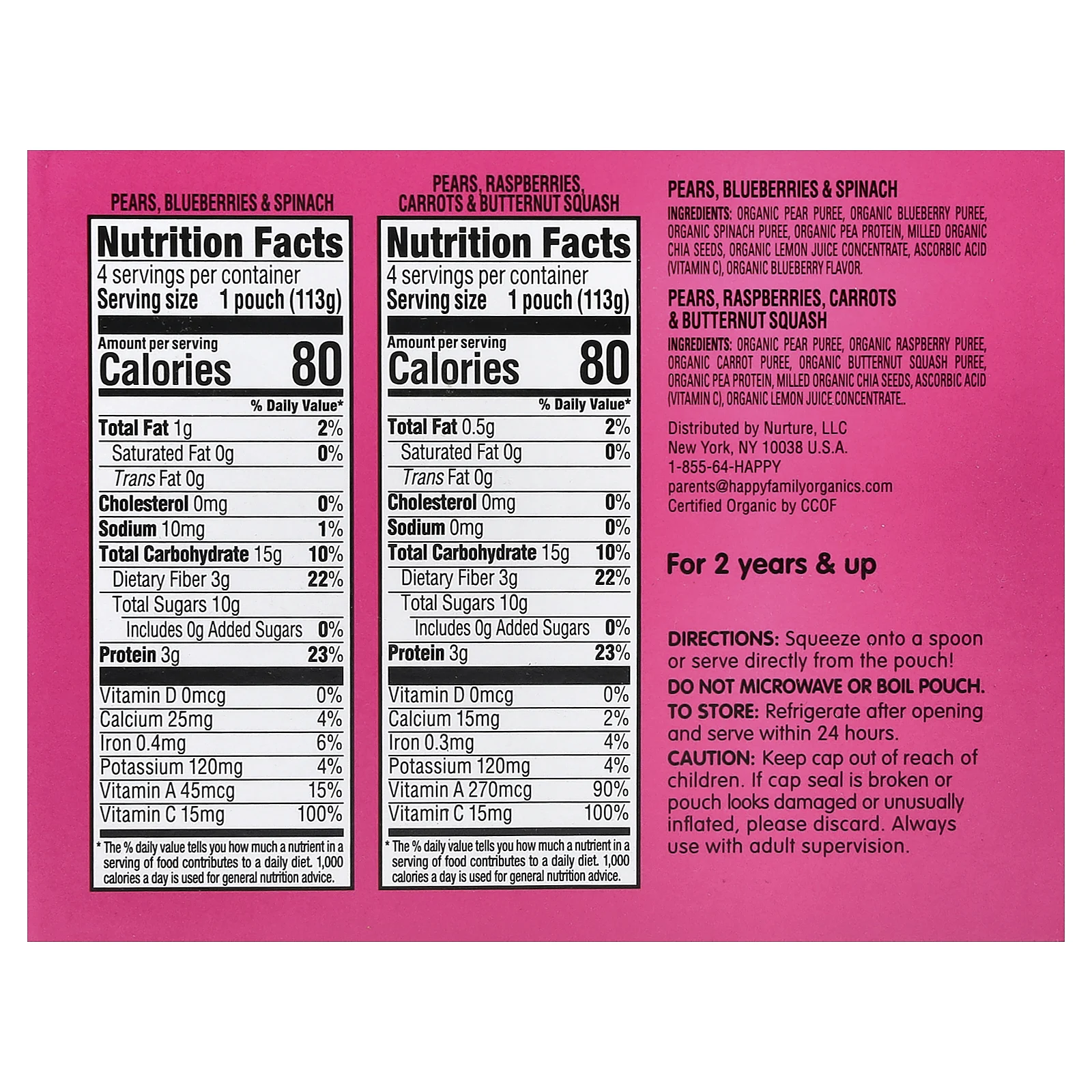 Happy Family Organics, Happy Tot®, клетчатка и белок, для детей от 2 лет, ассорти из 8 паучей по 113 г (4 унции)