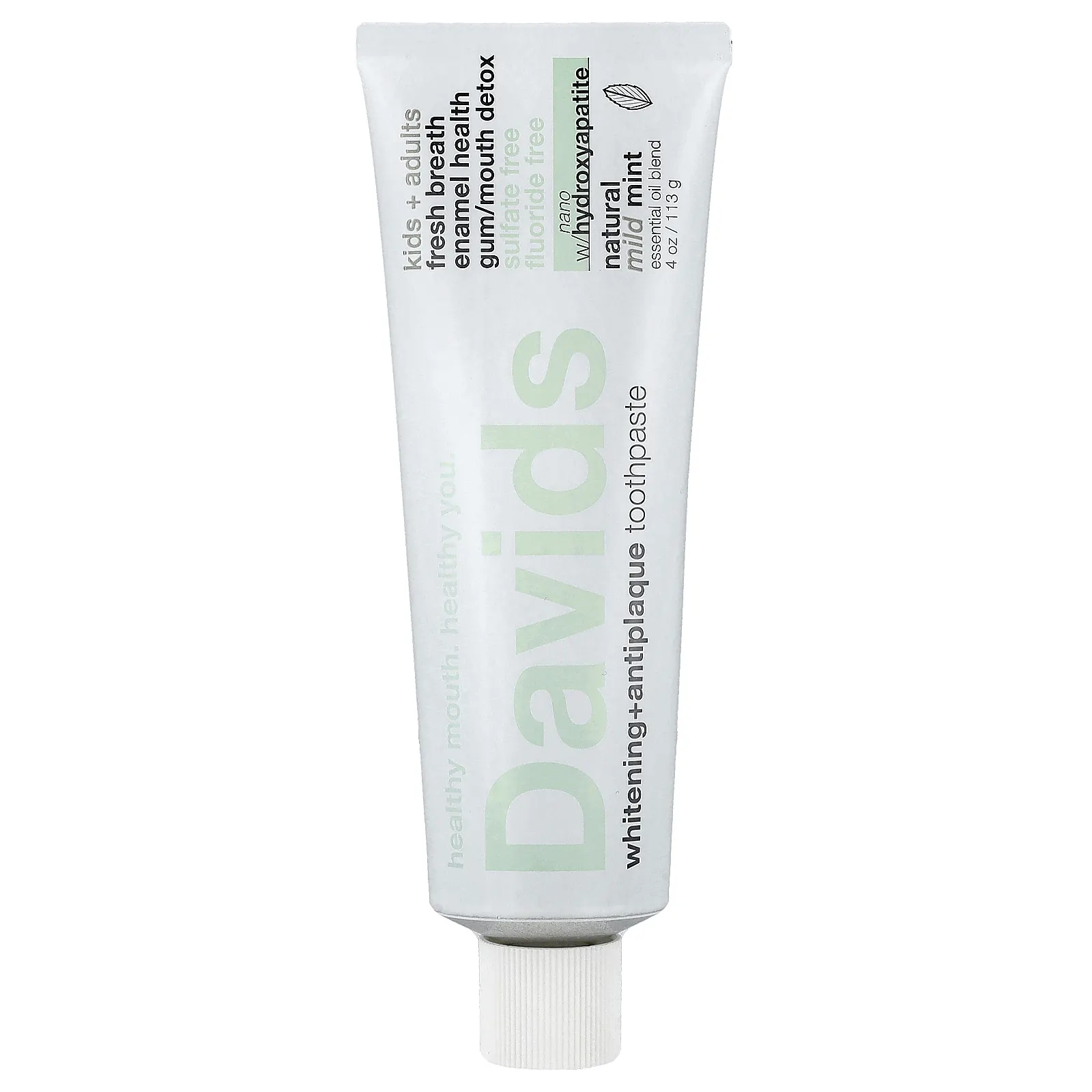 Davids, Отбеливающая зубная паста против зубного налета для детей и взрослых, натуральная мягкая мята, 113 г (4 унции)