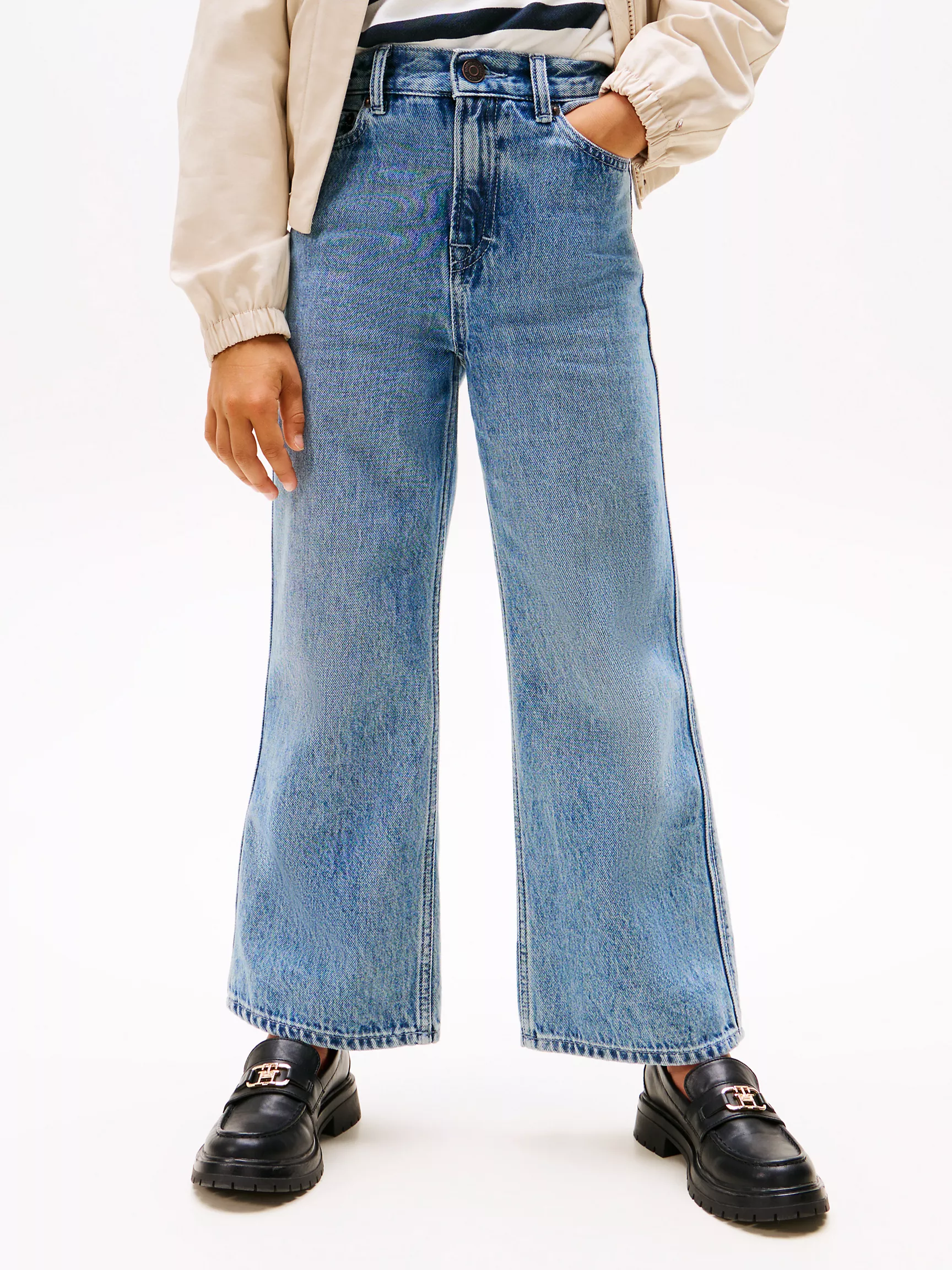 Джинсы для девочек Tommy Hilfiger, Детские джинсы с высокой посадкой и широкими штанинами