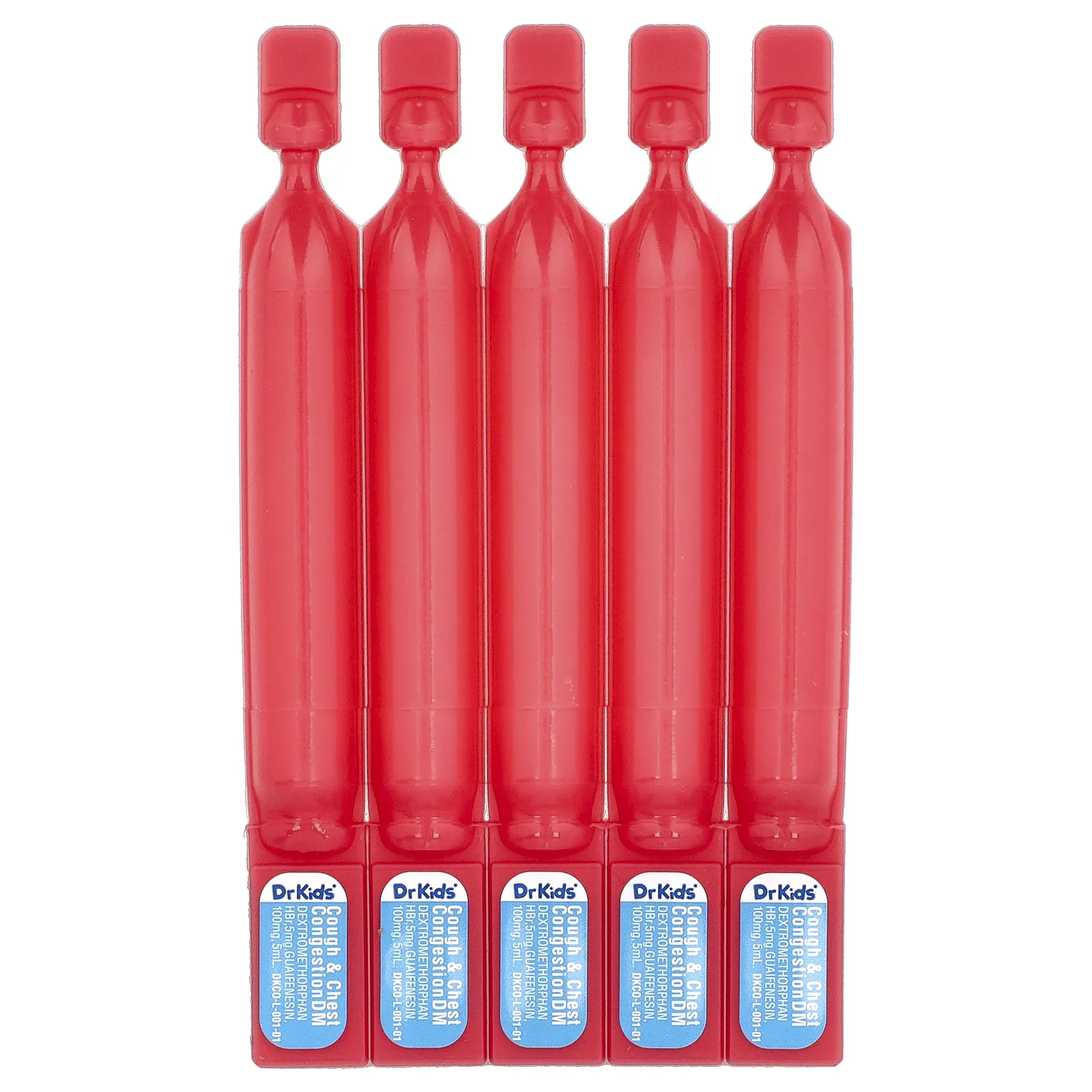 DrKids, Children's Кашель и заложенность носа, от 4 лет, ягодная смесь, 20 одноразовых флаконов по 5 мл (0,17 жидк. унции)