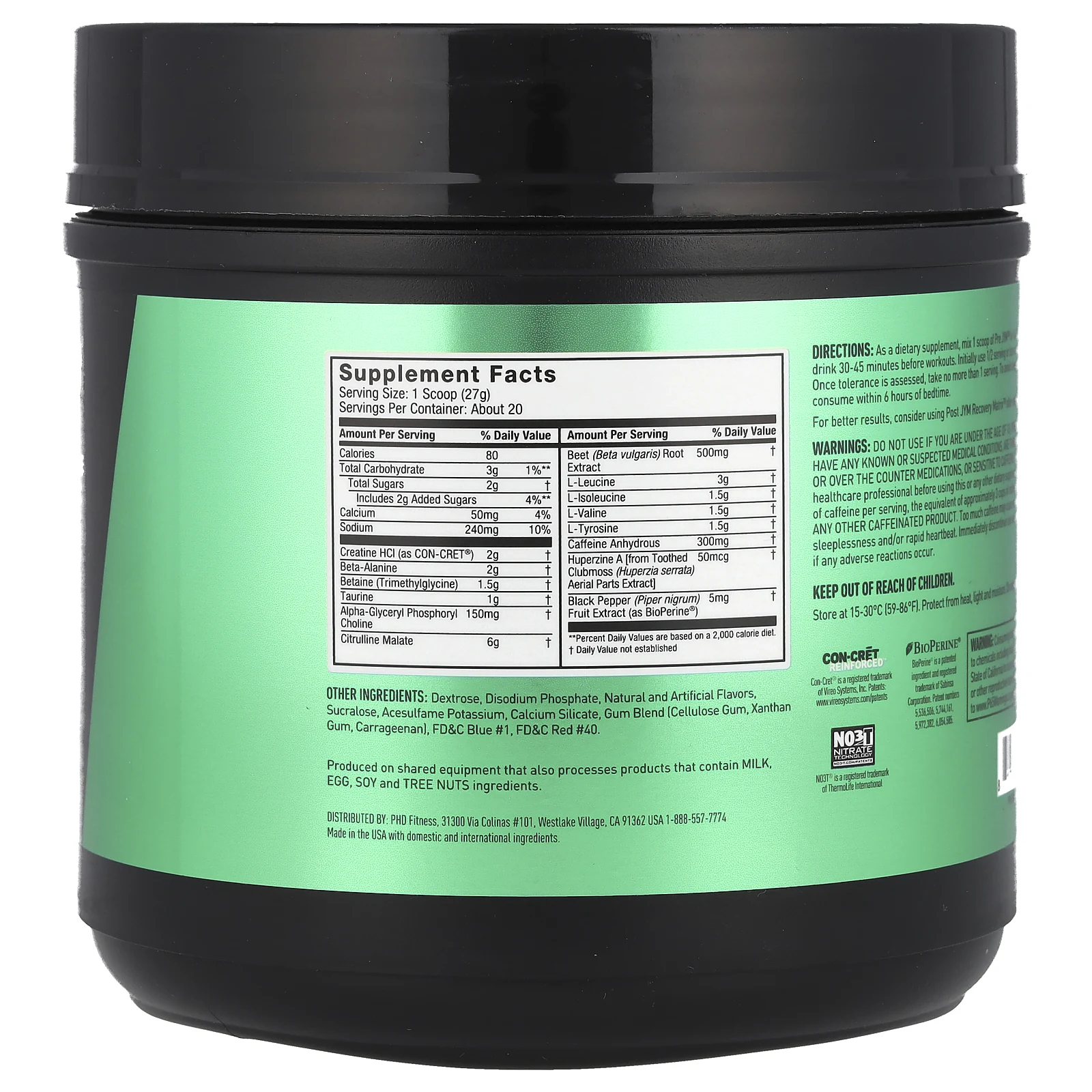 JYM Supplement Science, Pre JYM, высокоэффективный предтренировочный продукт, радужный щербет, 540 г (1,2 фунта)