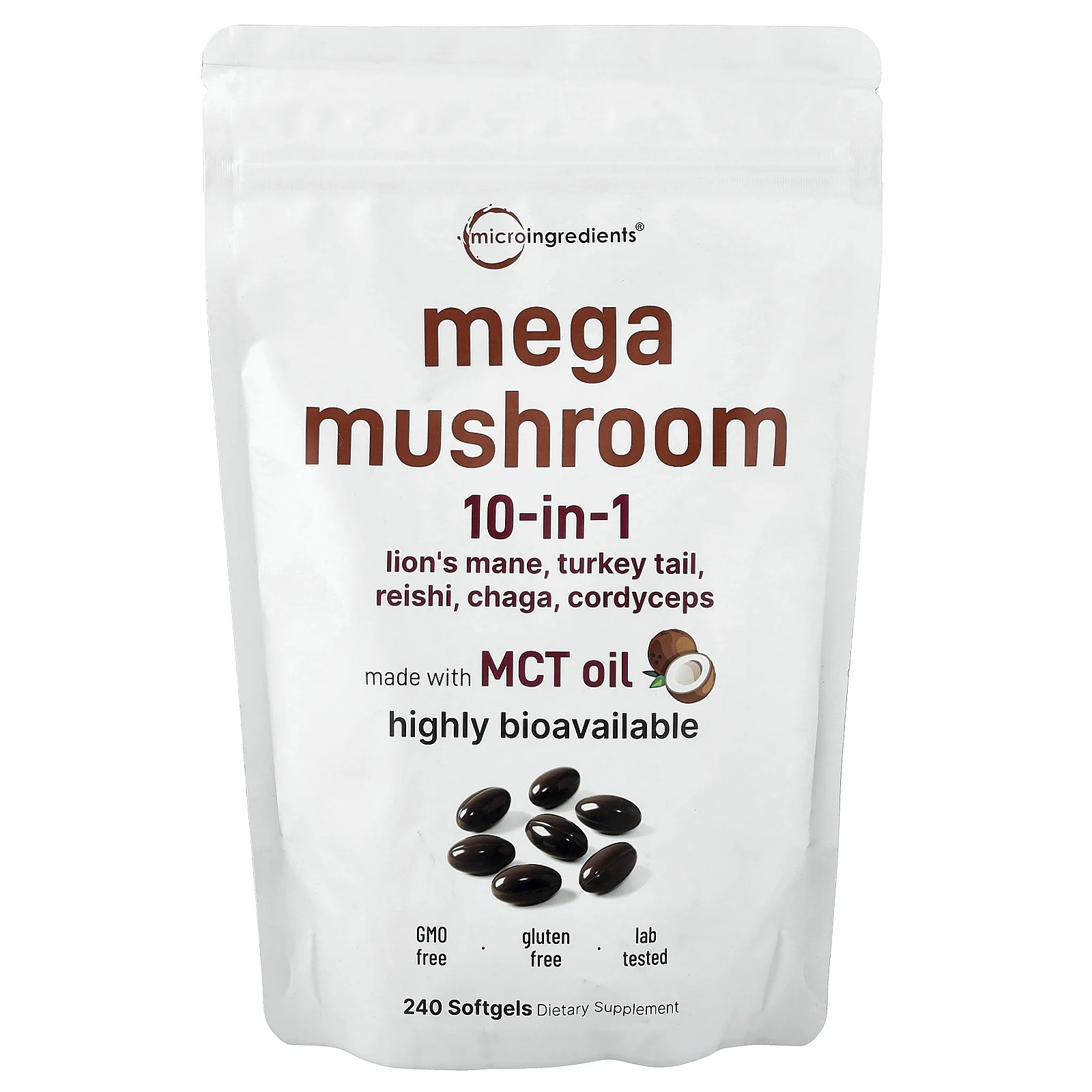 Micro Ingredients, Mega Mushrooms, 10 в 1, 240 капсул