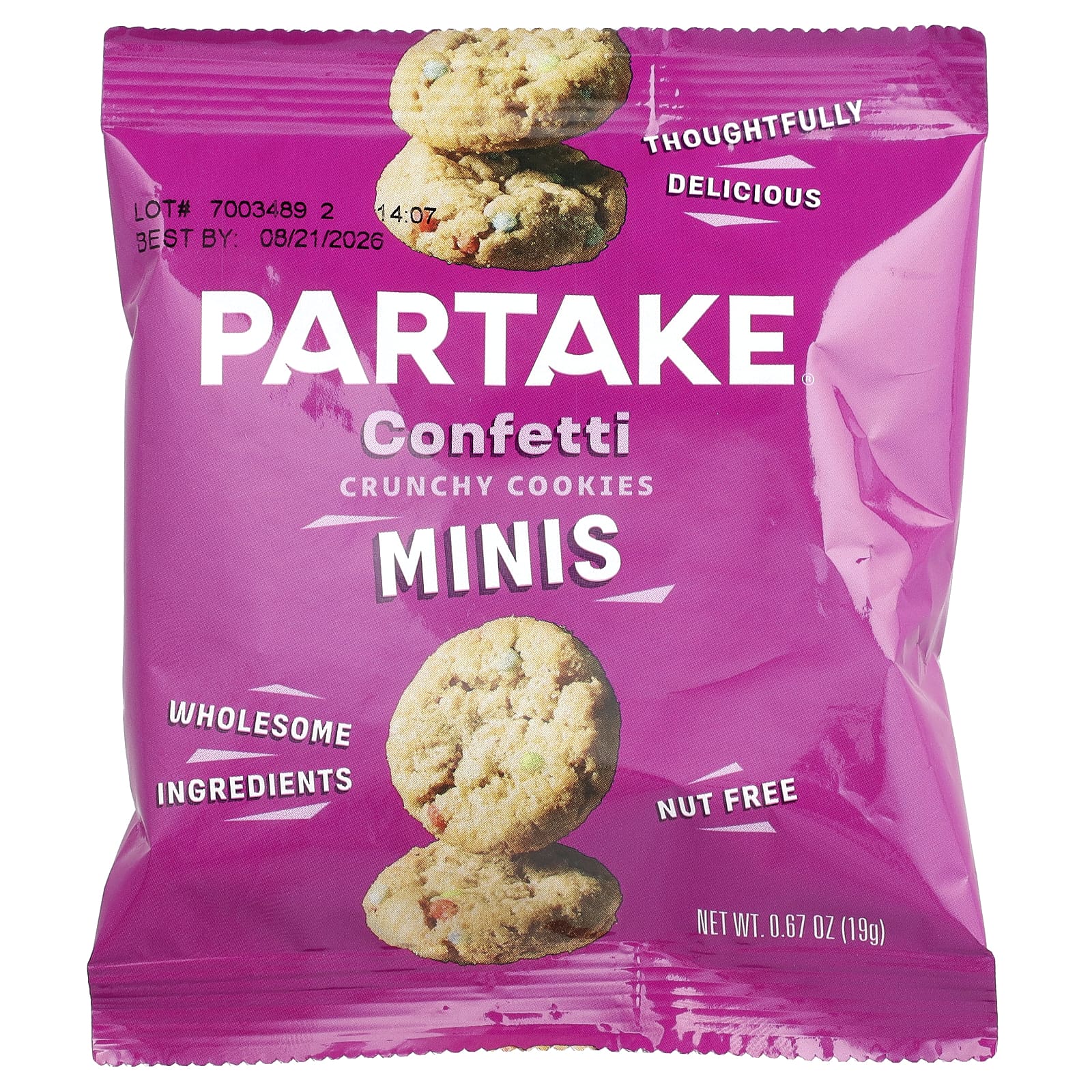 Partake, хрустящее печенье, конфетти, 10 упаковок по 19 г (0,67 унции)