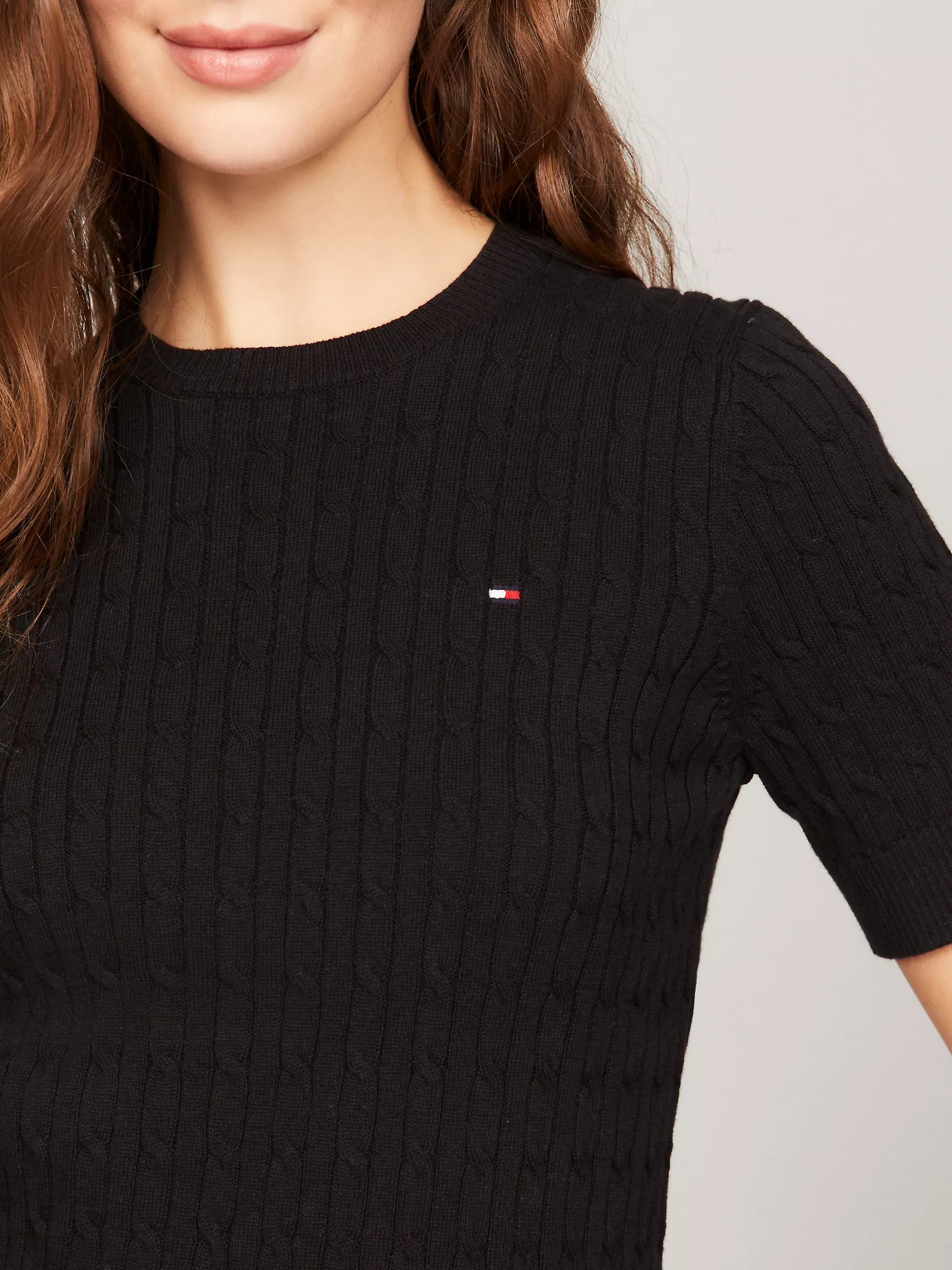 Женский свитер Tommy Hilfiger, Свитер с коротким рукавом и узором "косы"