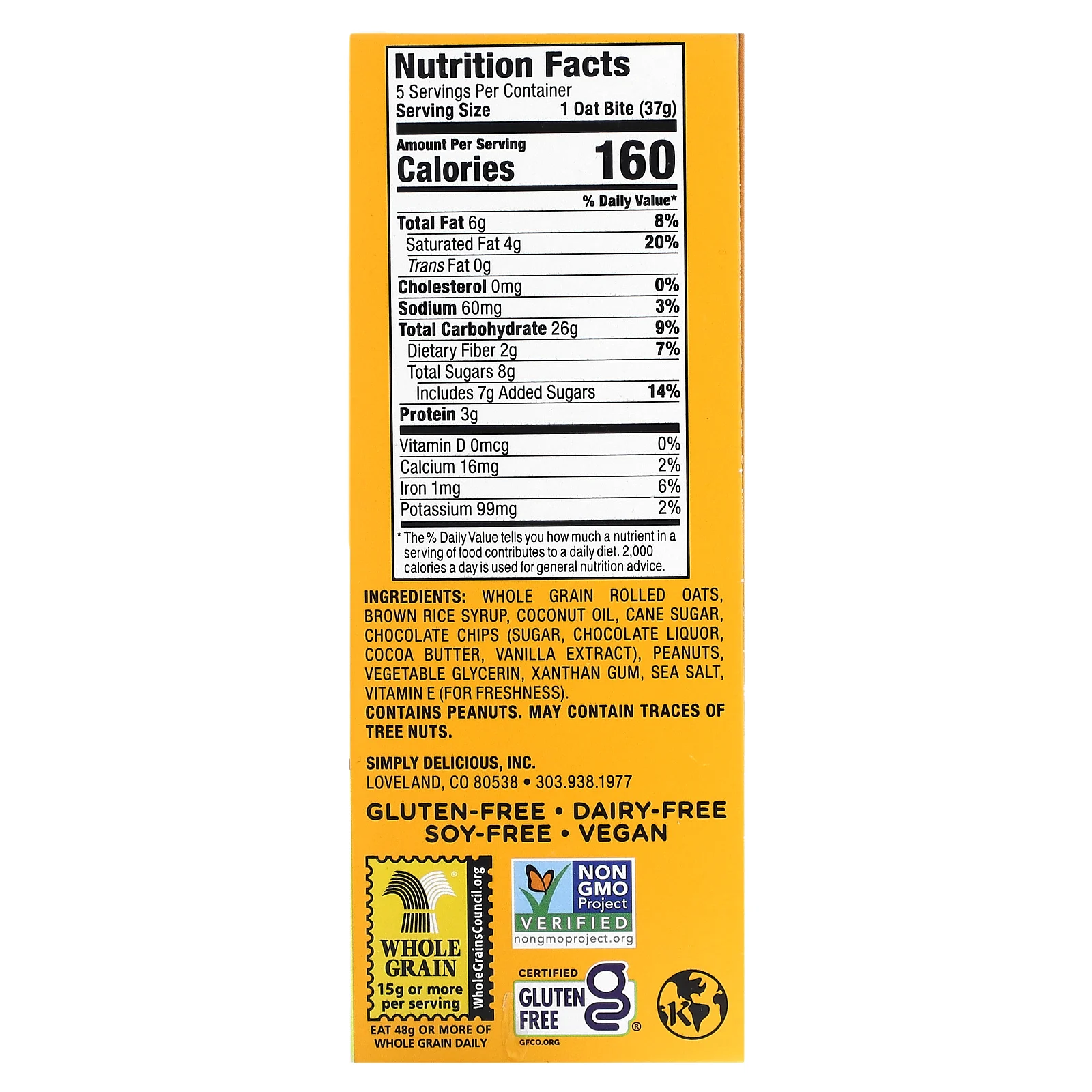 Bobo's Oat Bars, Овсяные кусочки с арахисовой пастой и шоколадной крошкой, 5 кусочков, 37 г (1,3 унции)