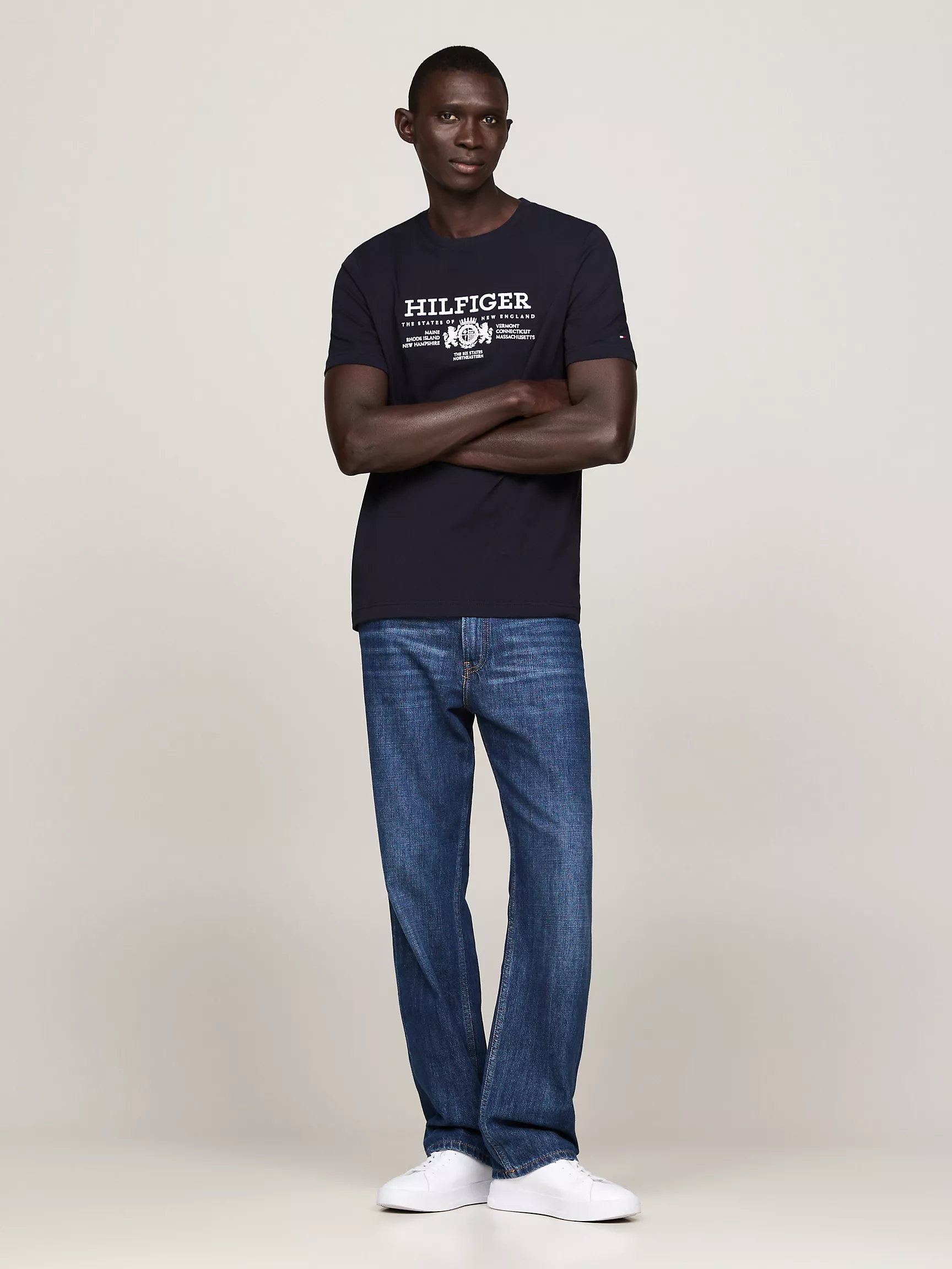 Мужская футболка Tommy Hilfiger, Футболка с вышитым гербом Hilfiger