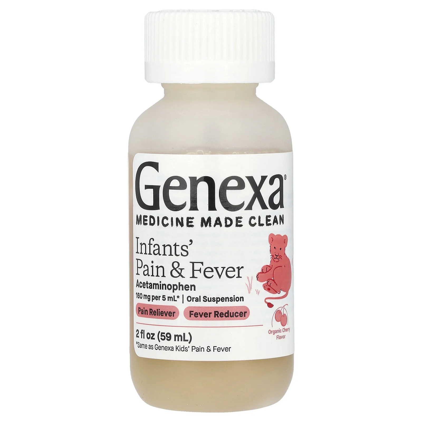 Genexa, Infants 'Pain & Fever, органическая вишня, 160 мг, 59 мл (2 жидк. Унции)