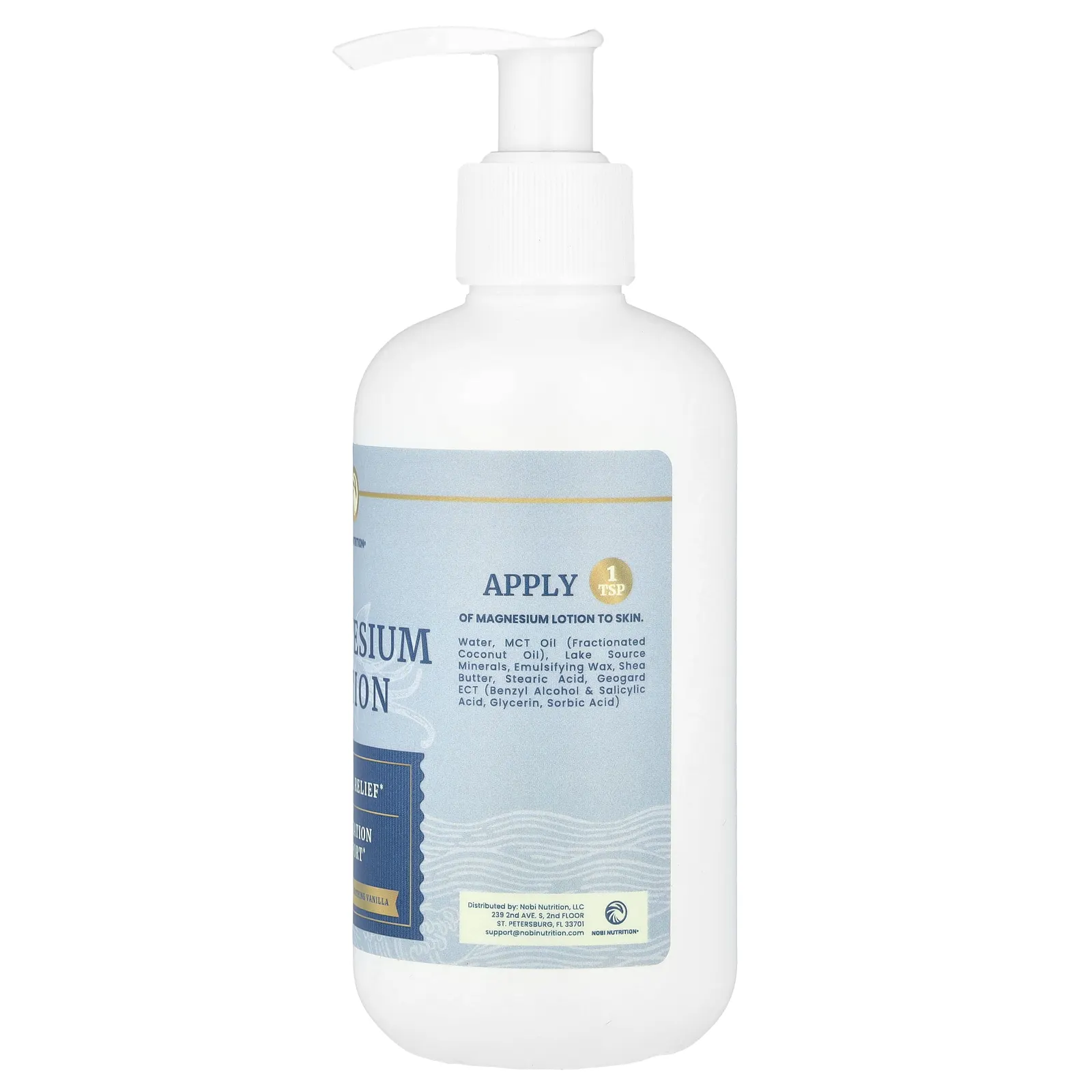 Nobi Nutrition, Лосьон с магнием, успокаивающая ваниль, 8 унций