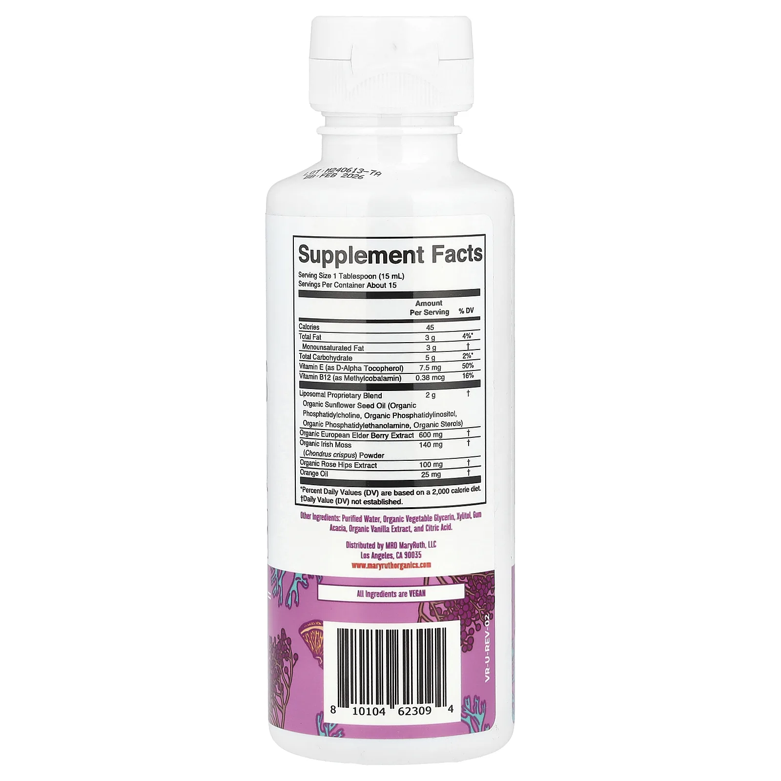 MaryRuth's, Sea Moss + Immune & Energy Liposomal, цитрусовые, 225 мл (7,6 жидк. Унции)