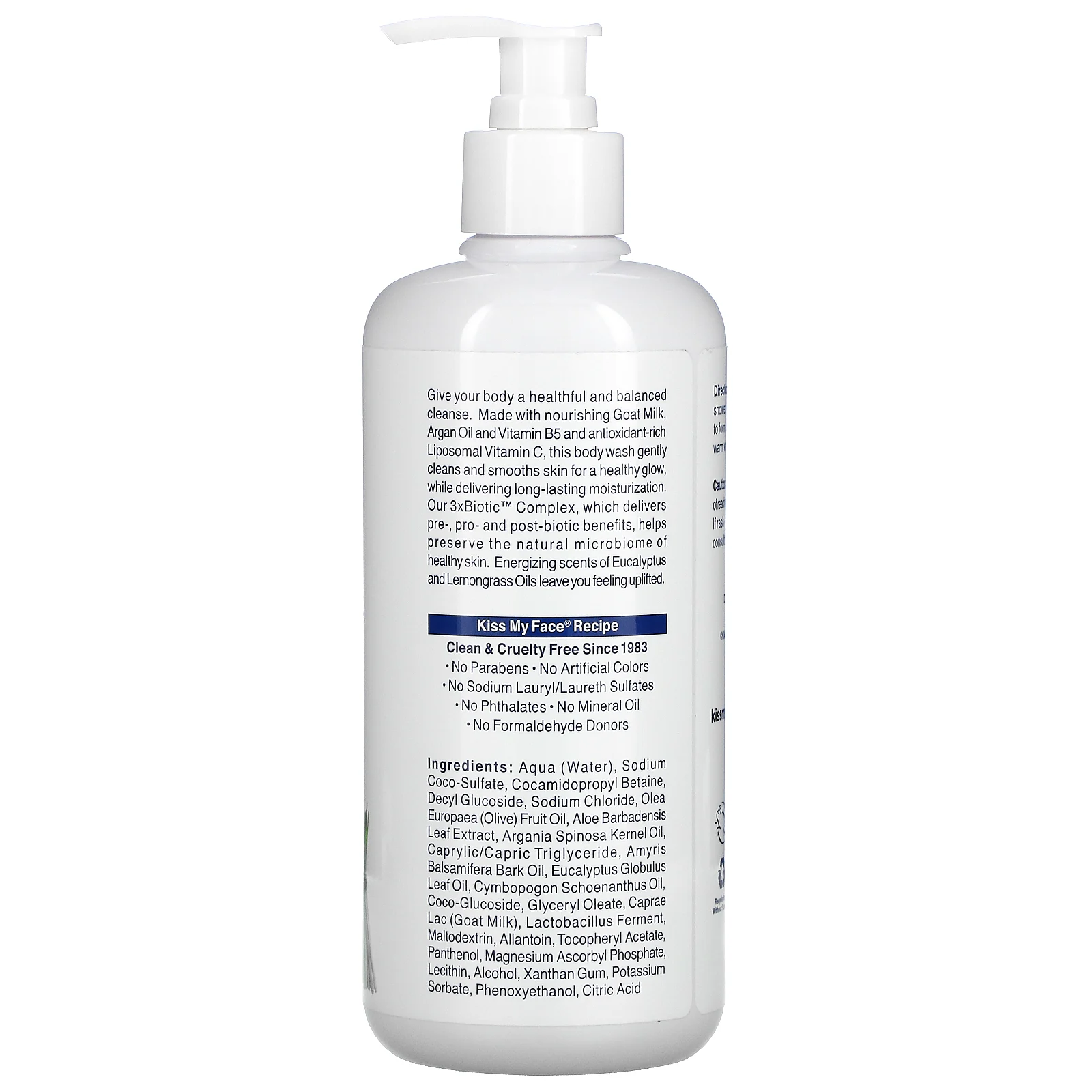 Kiss My Face, Гель для душа с козьим молоком, эвкалипт и лемонграсс, 473 мл (16 жидк. Унций)