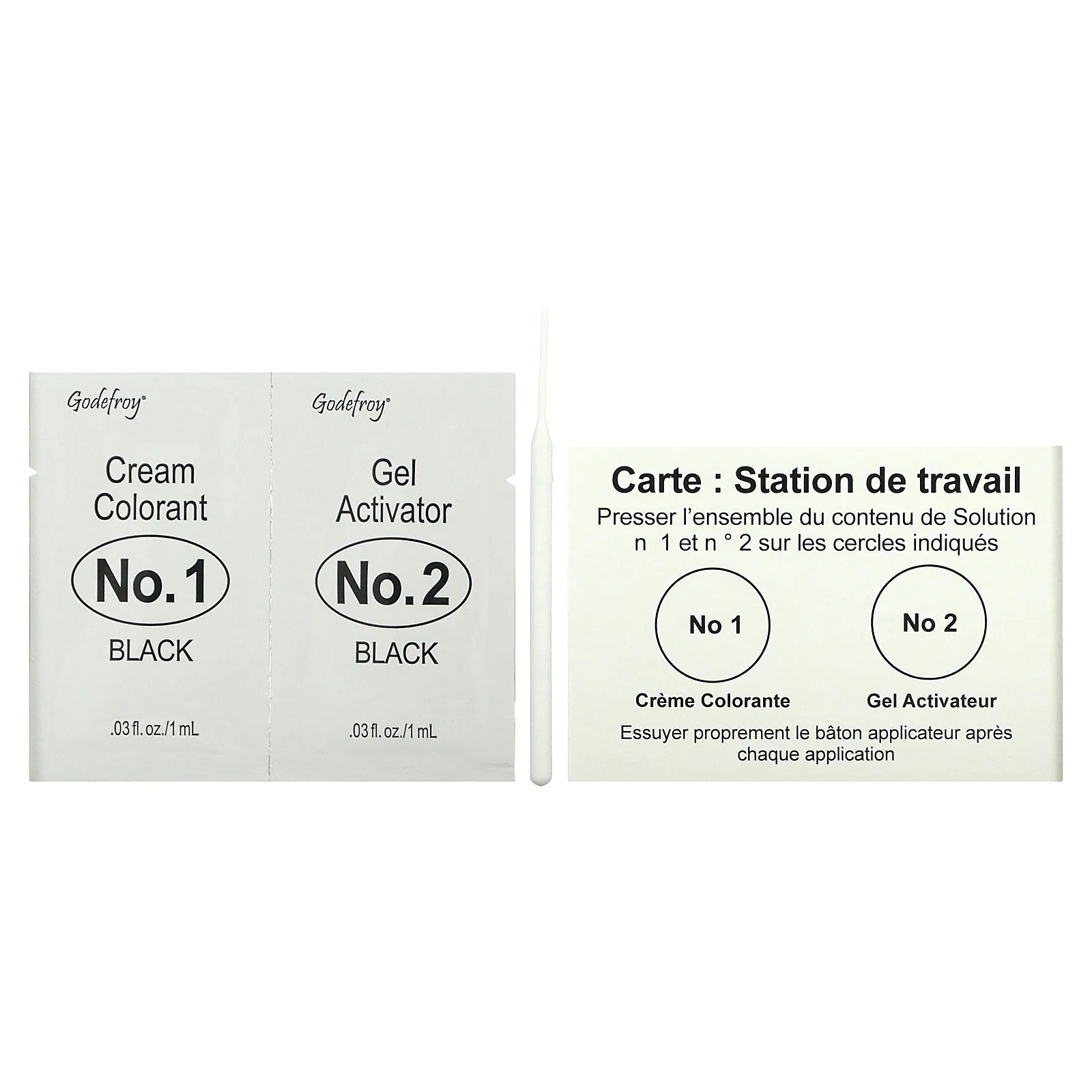 Godefroy, Мгновенный оттенок для бровей, Natural Black, 3 комплекта для нанесения