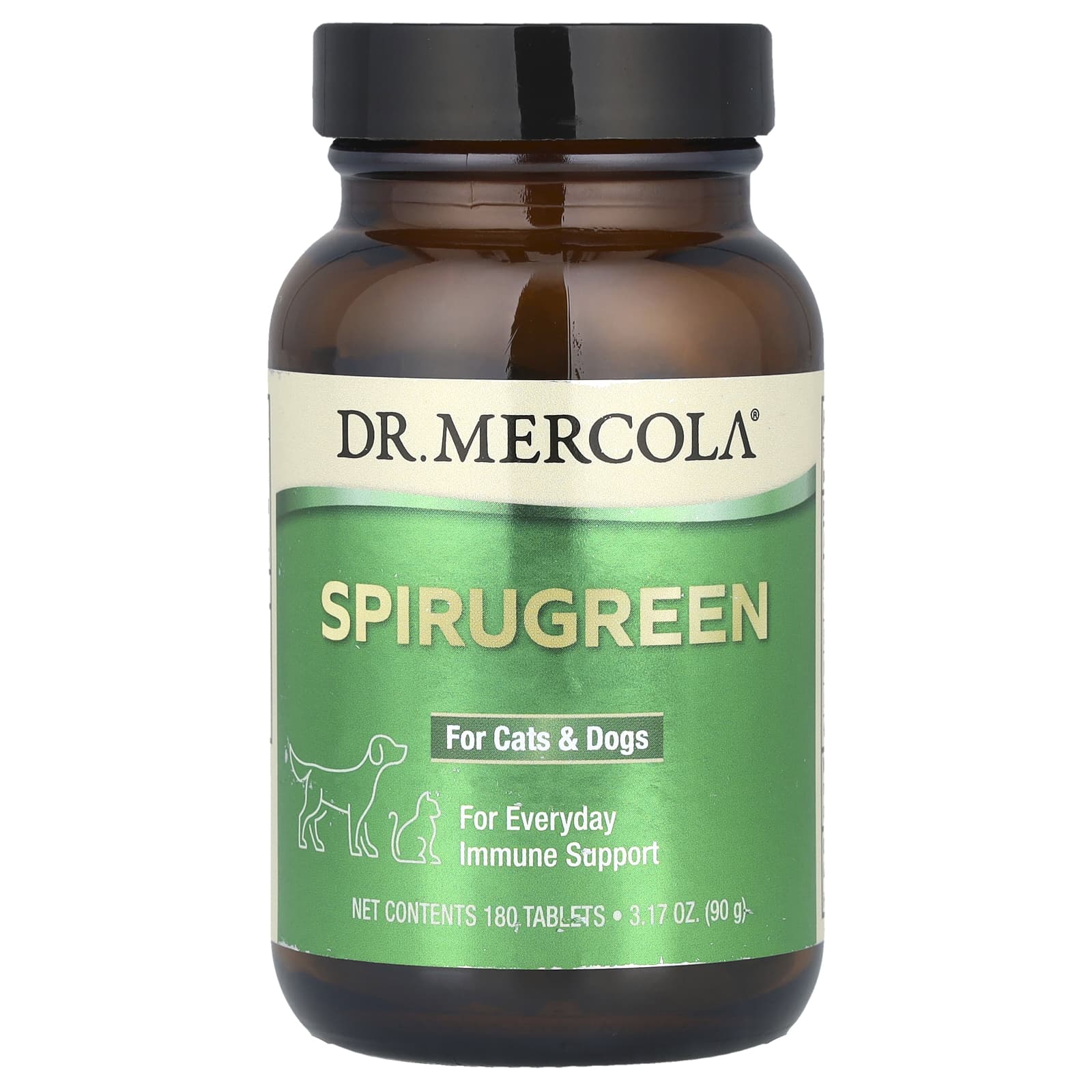 Dr. Mercola, SpiruGreen, для кошек и собак, 180 таблеток