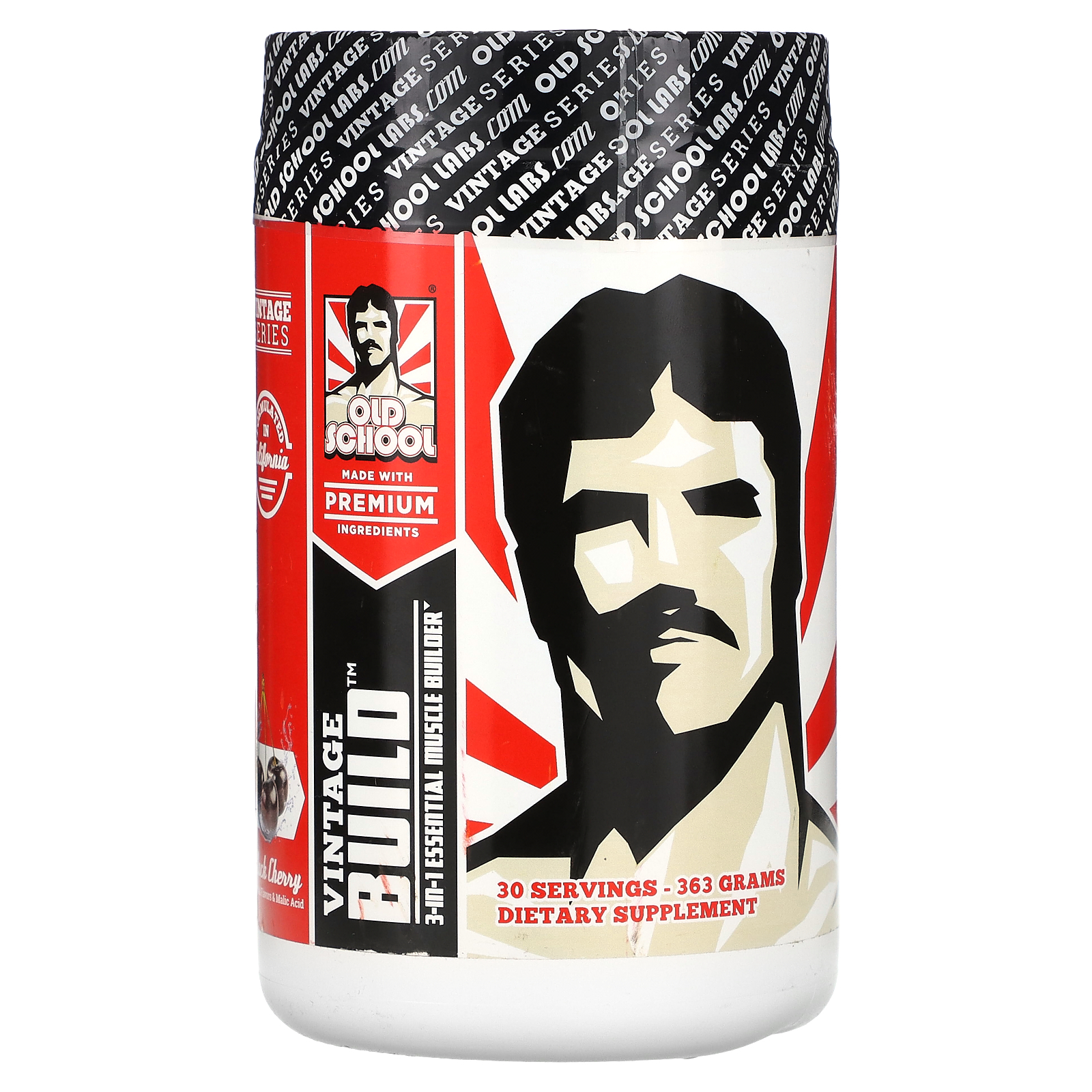 Old School Labs, Vintage Build, средство 3-в-1 для наращивания мышечной массы, черная вишня, 363 г (12,8 унции)