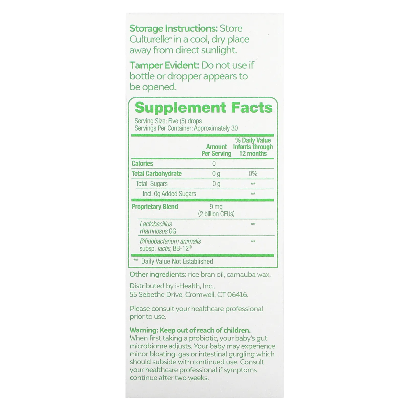 Culturelle, пробиотики «Спокойствие и комфорт», в виде капель с ромашкой, для детей от рождения до 12 месяцев, 8,5 мл (0,29 жидк. унции)