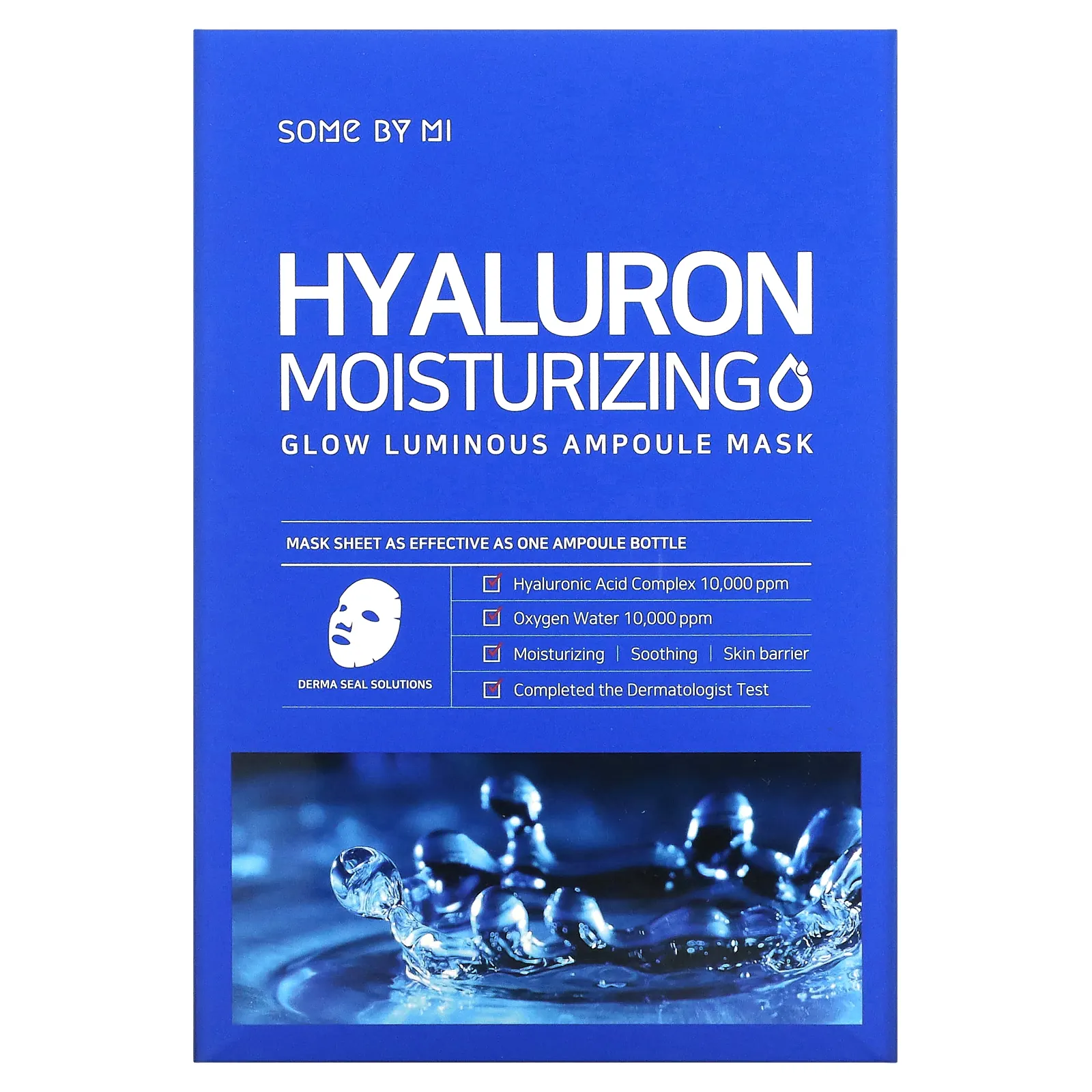 SOME BY MI, Hyaluron Moisturizing, увлажняющая тканевая маска с гиалуроновой кислотой для сияния кожи, 10 шт. по 25 г