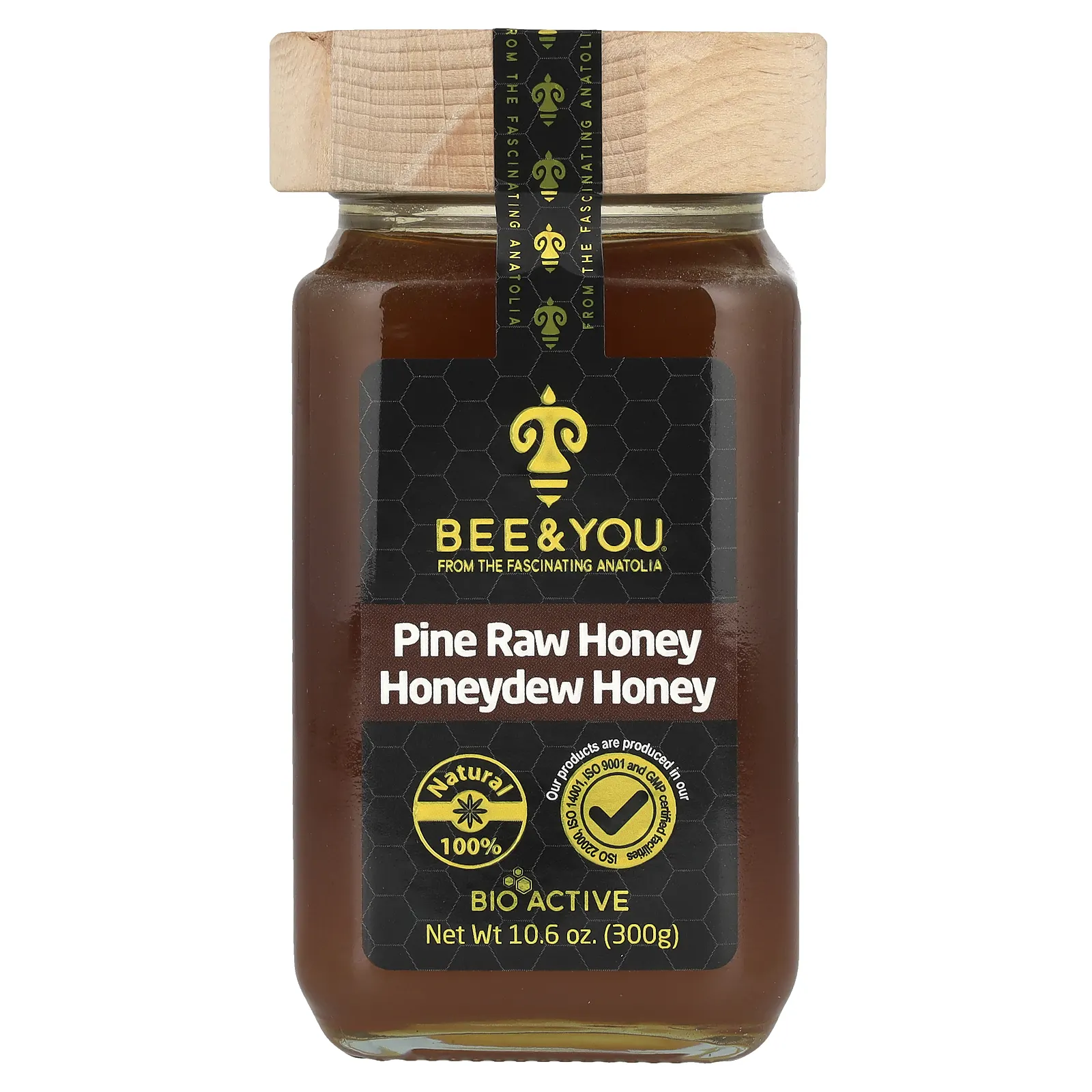 Bee&You, Pine Raw Honey, Honeydew Honey, 300 г (10,6 унции)