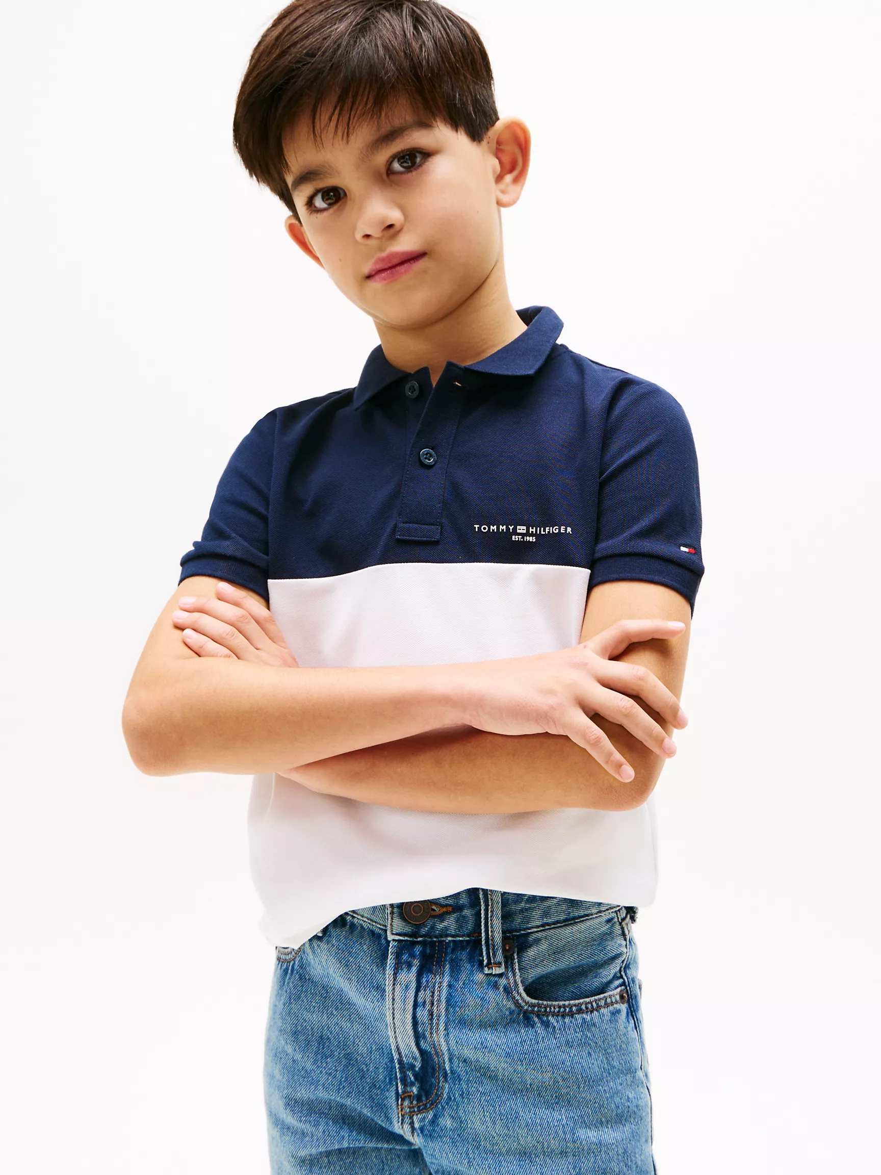 Рубашка-поло для мальчиков Tommy Hilfiger, Детское поло с маленьким логотипом в стиле colorblock