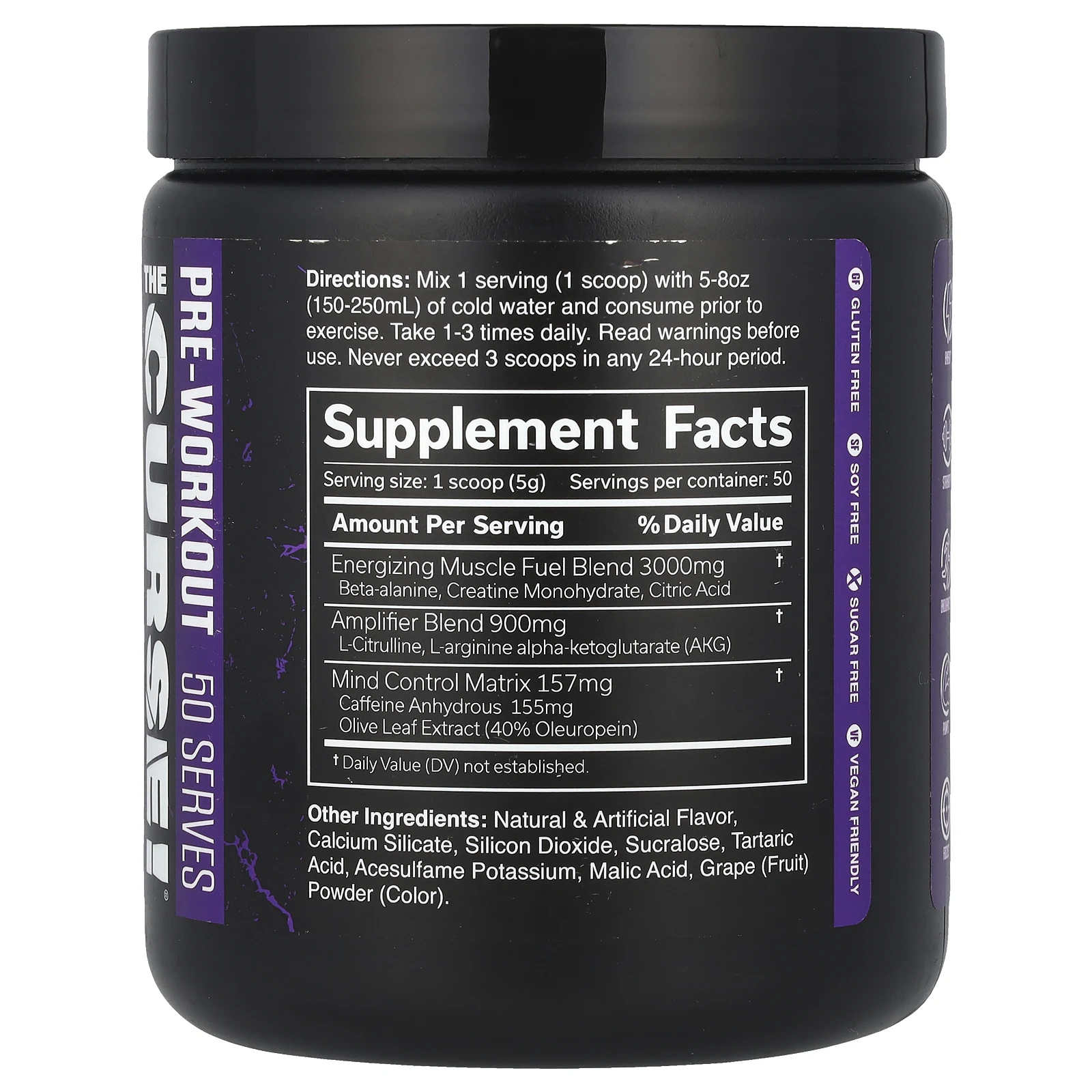 JNX Sports, The Curse, перед тренировкой, темный виноград, 8,8 унции (250 г)