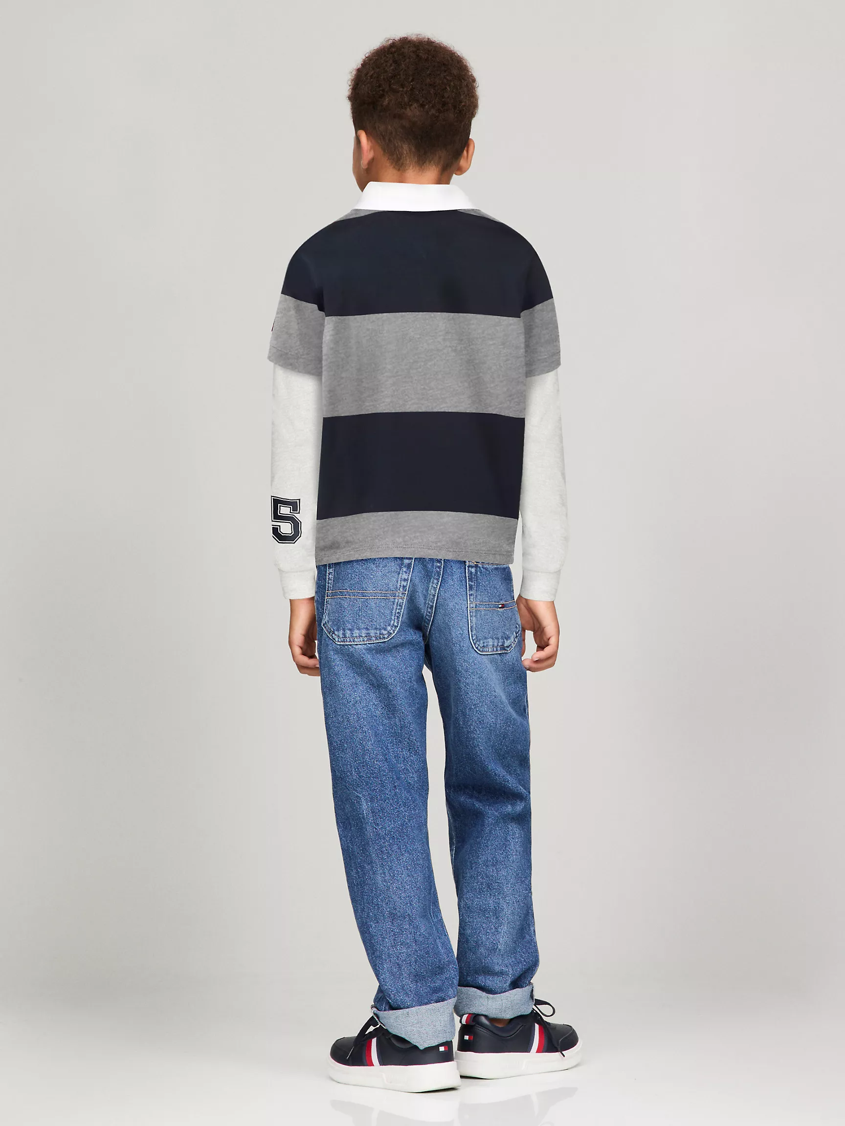 Рубашка-поло для мальчиков Tommy Hilfiger, Детское поло с длинным рукавом в регбийскую полоску