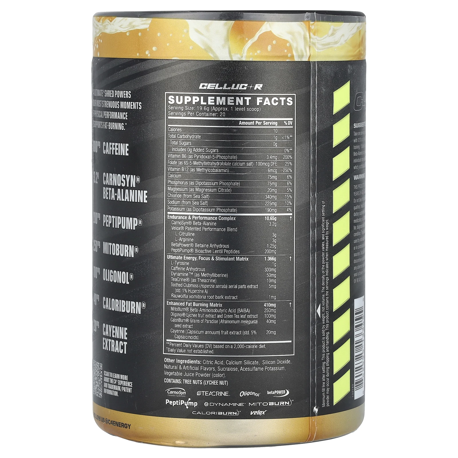Cellucor, C4 Ultimate Shred, Pre-Workout, Creamsicle® Orange Cream, 13.8 oz (392 g)