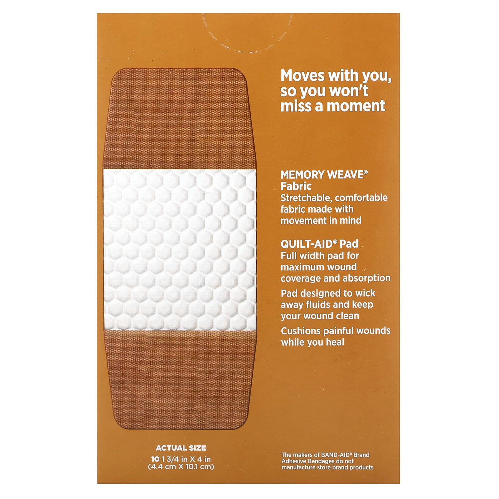 Band Aid, лейкопластыри, Наштон, гибкая ткань, очень большие, BR45, 10 шт.