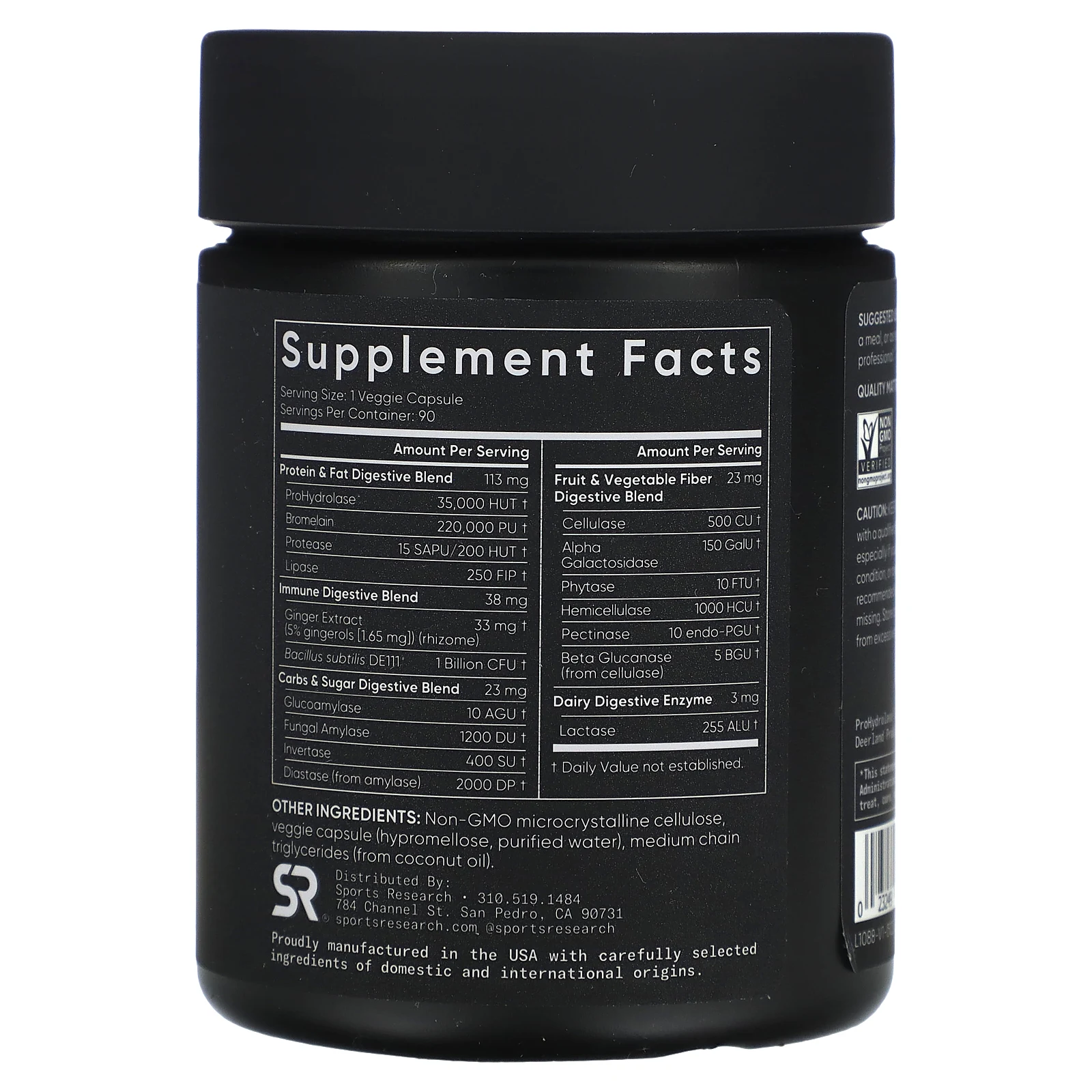 Sports Research, пищеварительные ферменты, на растительной основе, 90 вегетарианских капсул
