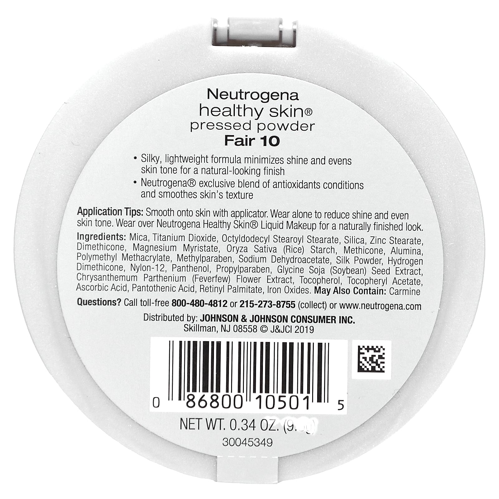 Neutrogena, Healthy Skin, прессованная пудра, Fair 10, 9,6 г (0,34 унции)