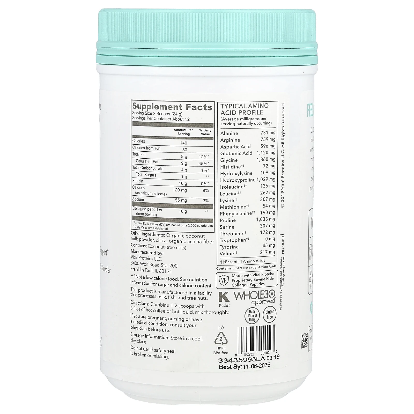 Vital Proteins, Коллагеновые сливки, кокос, 293 г (10,3 унции)