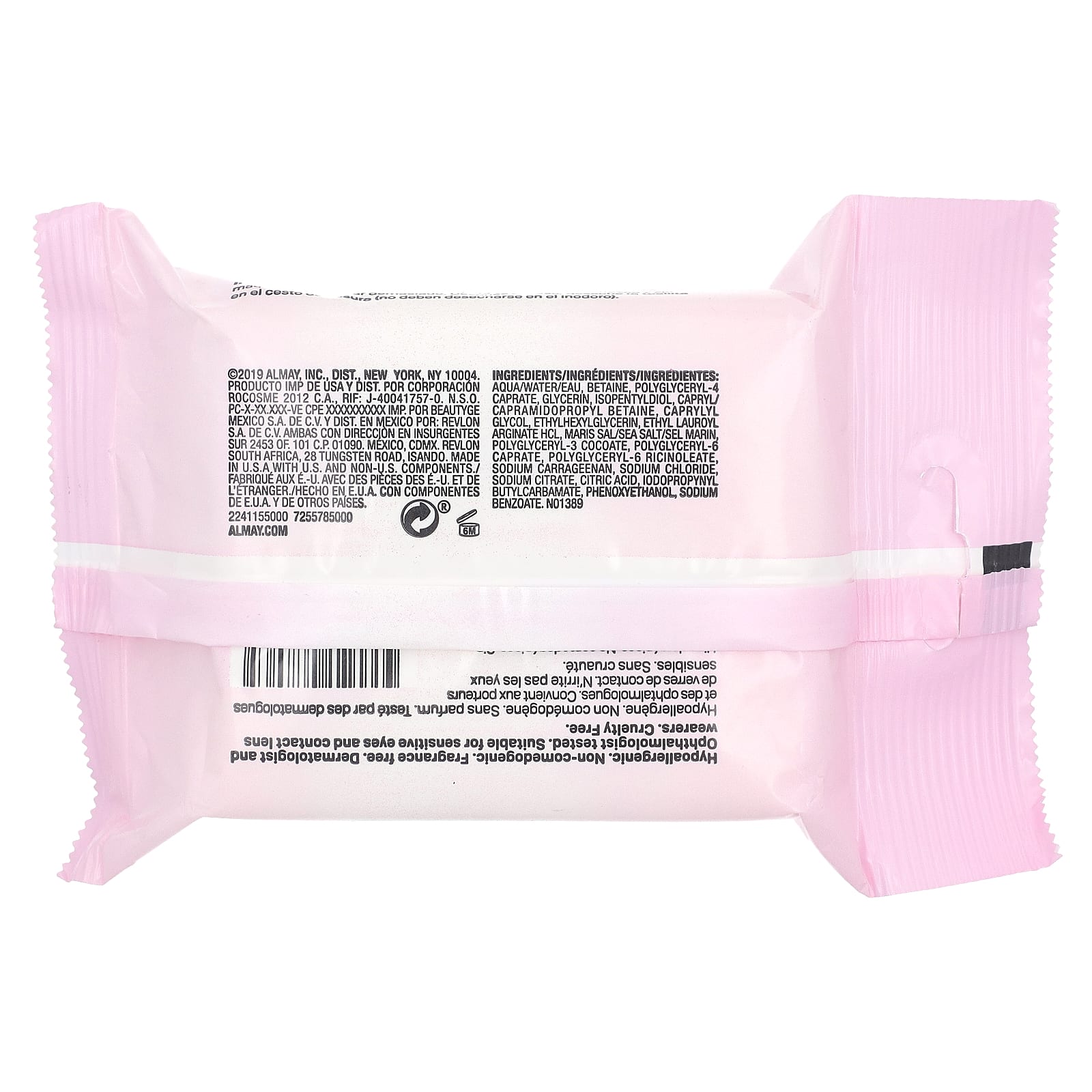 Almay, очищающие салфетки для снятия макияжа, мицеллярная, 25 салфеток