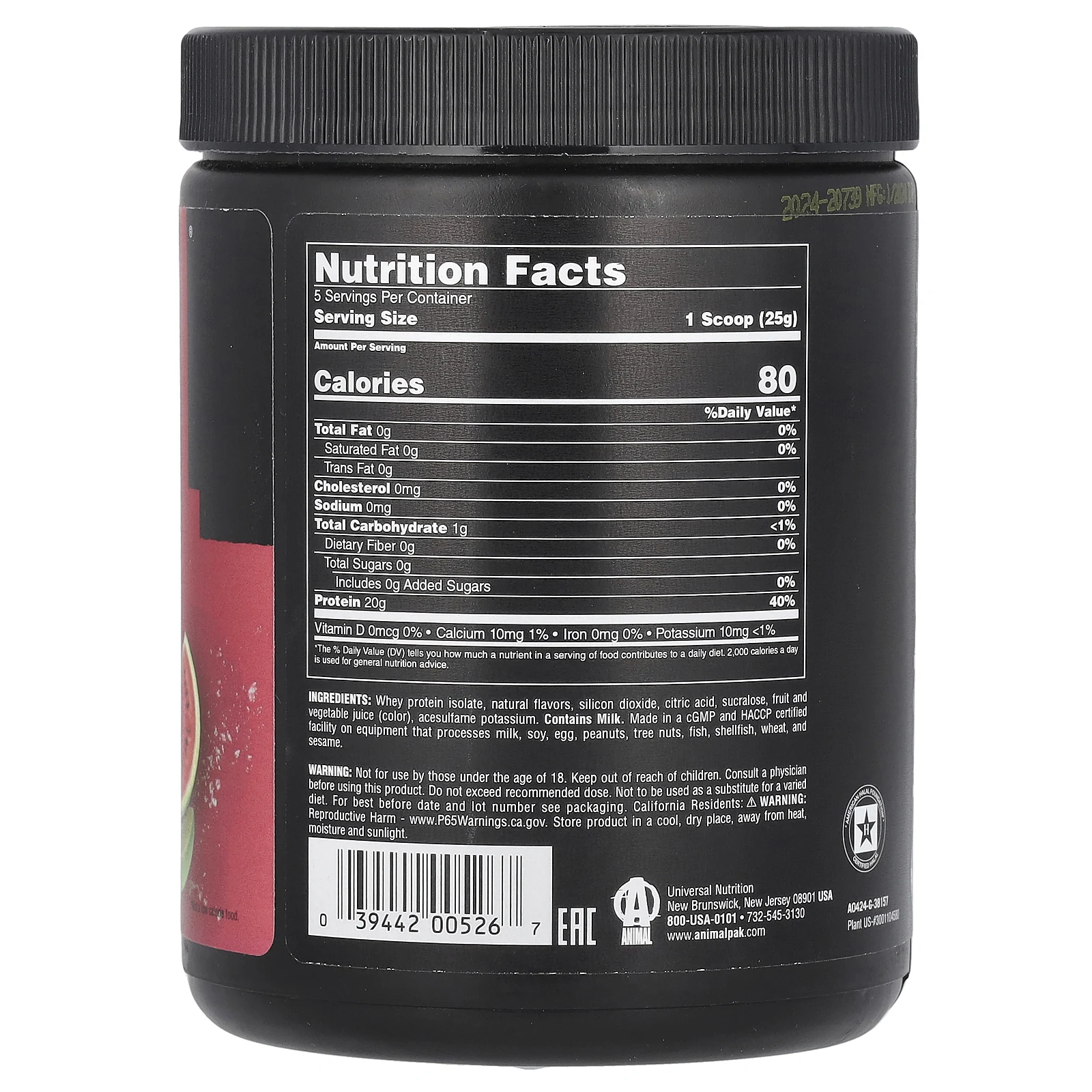 Animal, Clear, сывороточный изолят, со вкусом арбузного лаймада, 125 г (0,27 фунта)