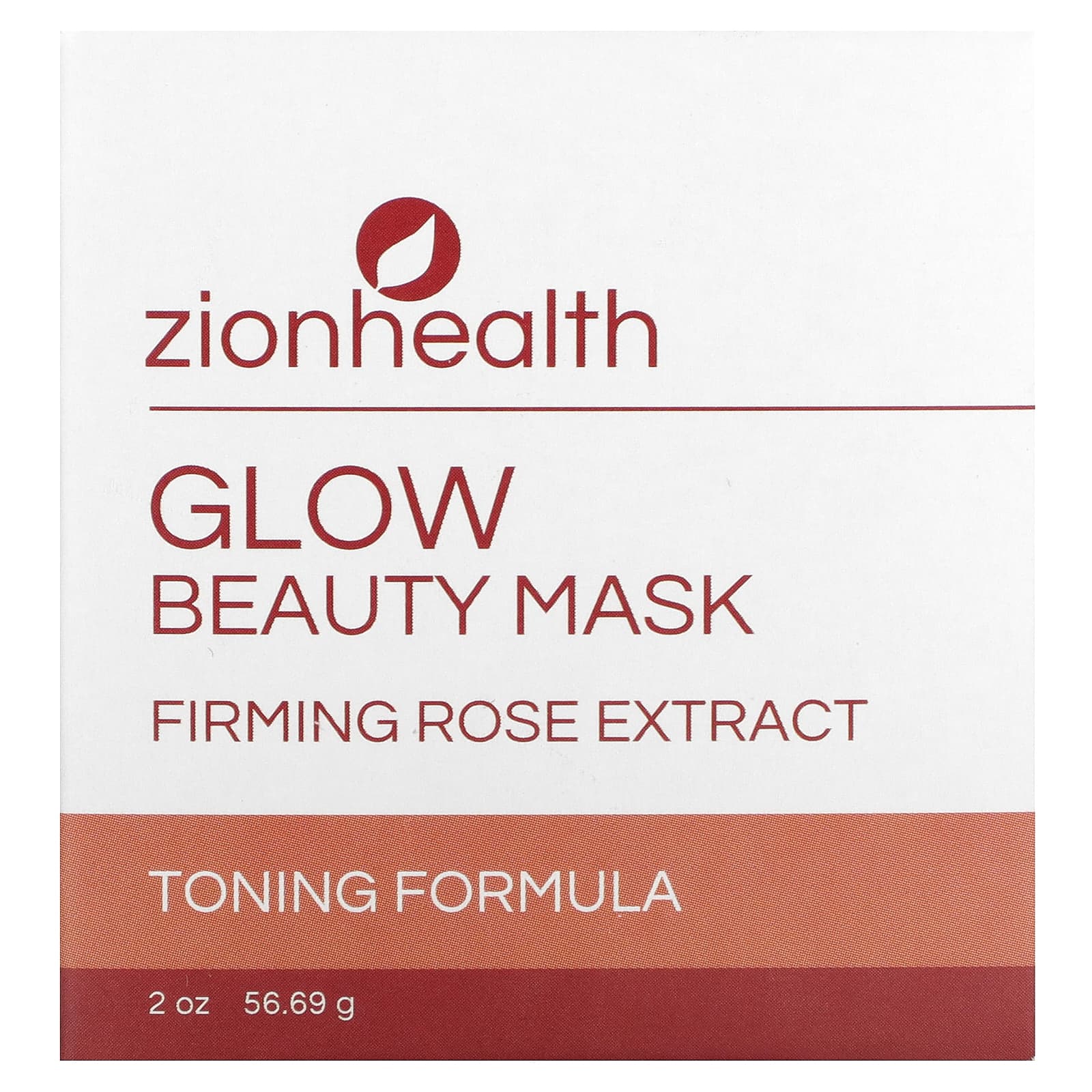 Zion Health, Glow Beauty Mask, укрепляющий экстракт розы, 56,69 г (2 унции)