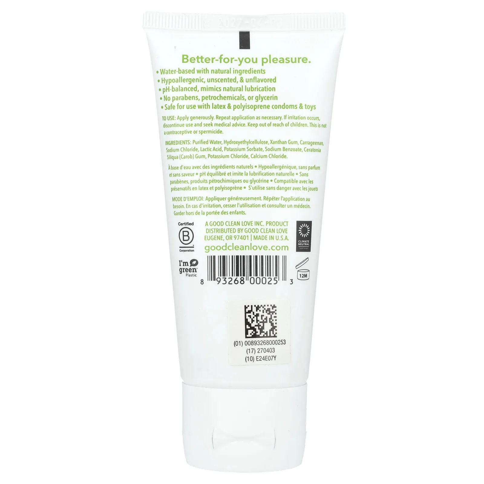 Good Clean Love, Bionude®, персональная смазка, для чувствительной кожи, 88 мл (3 жидк. Унции)