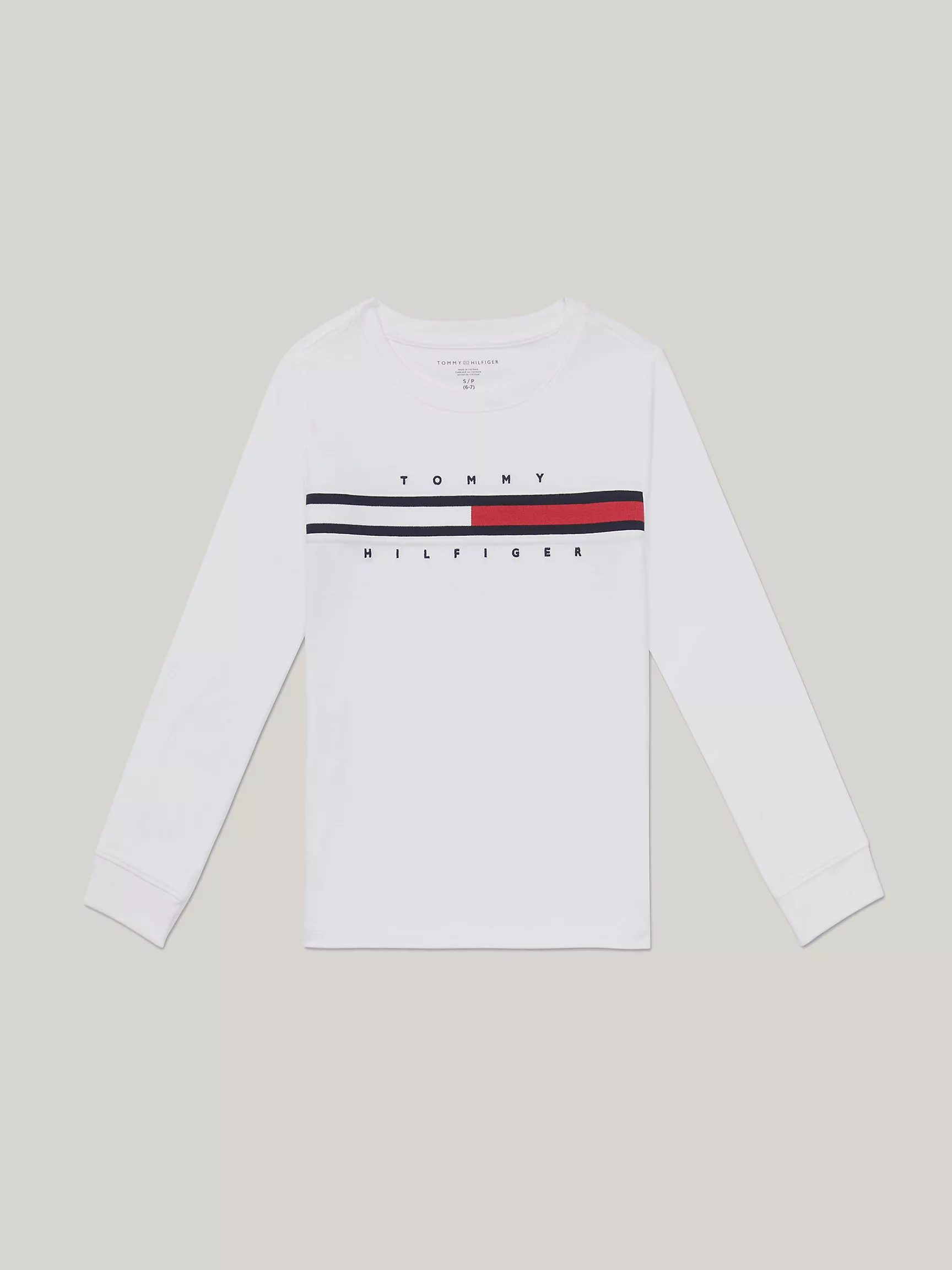 Футболка Tommy Hilfiger для мальчиков, Детская футболка с длинным рукавом и флаговыми полосками