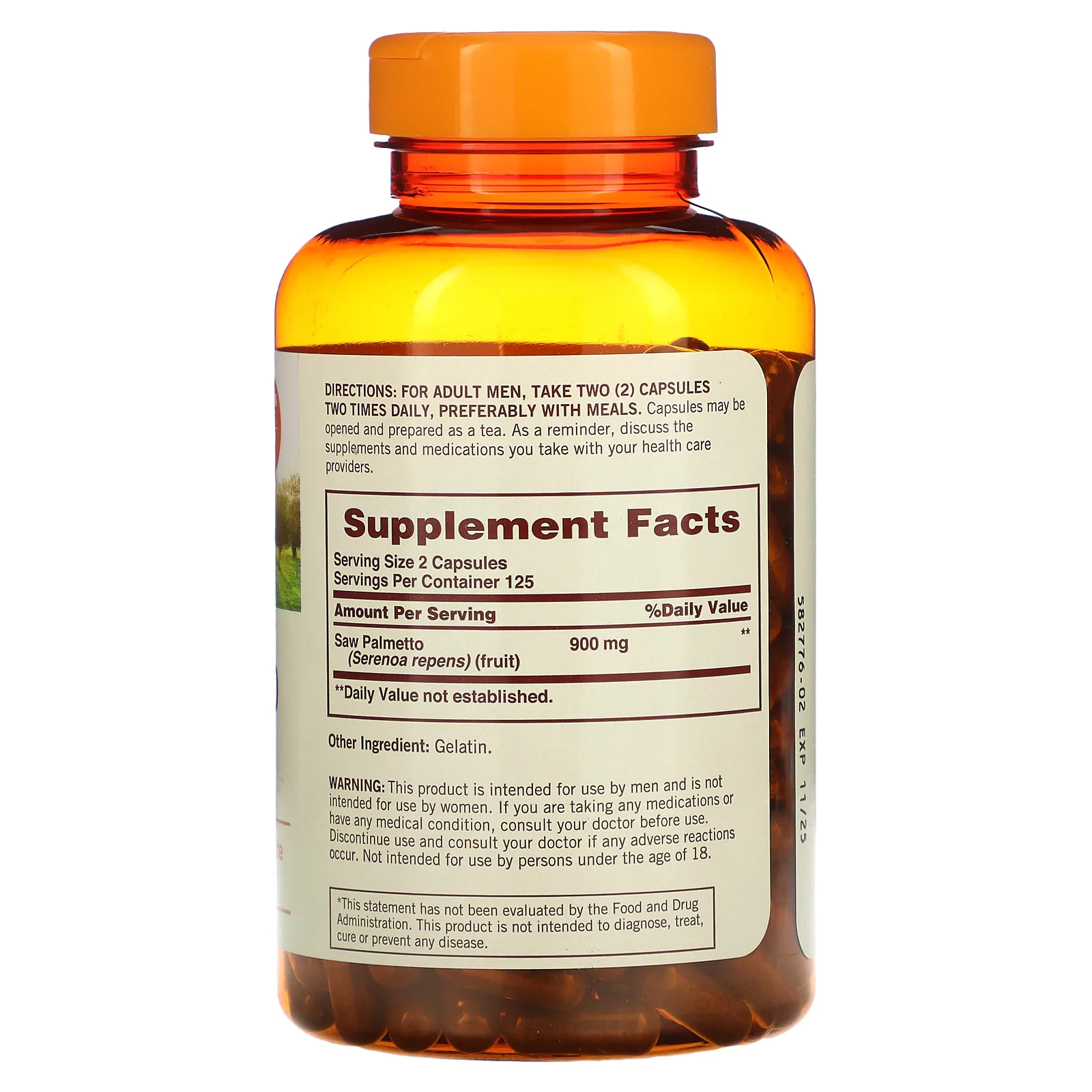 Sundown Naturals, сереноя, для него, 450 мг, 250 капсул (225 мг в 1 капсуле)