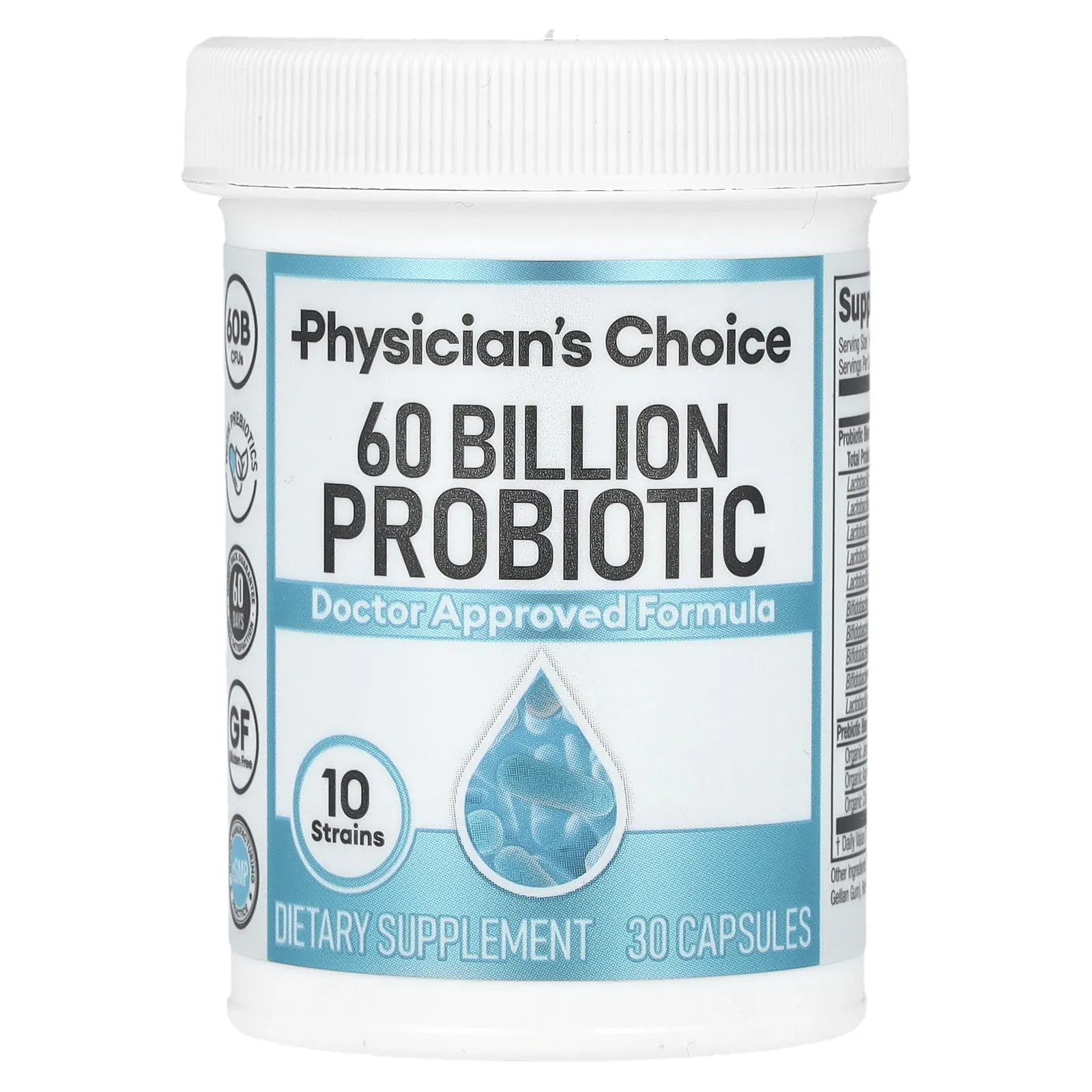 Physician's Choice, 60 миллиардов пробиотиков, 30 растительных капсул с отсроченным высвобождением