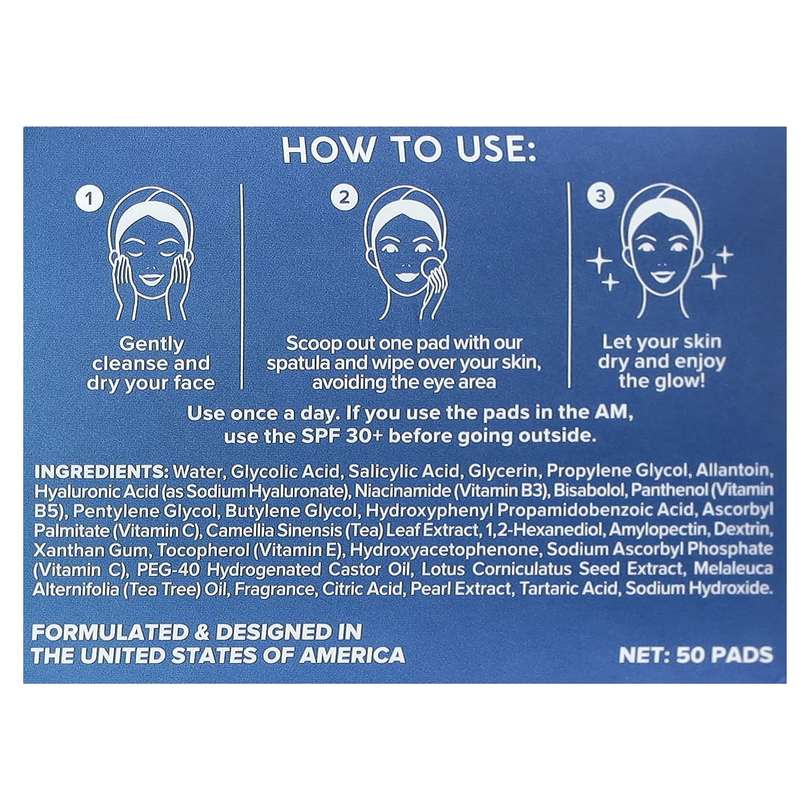 Maree, Ежедневные отшелушивающие салфетки, гликолевая кислота и витамины B3, B5, E, персик, 50 подушечек