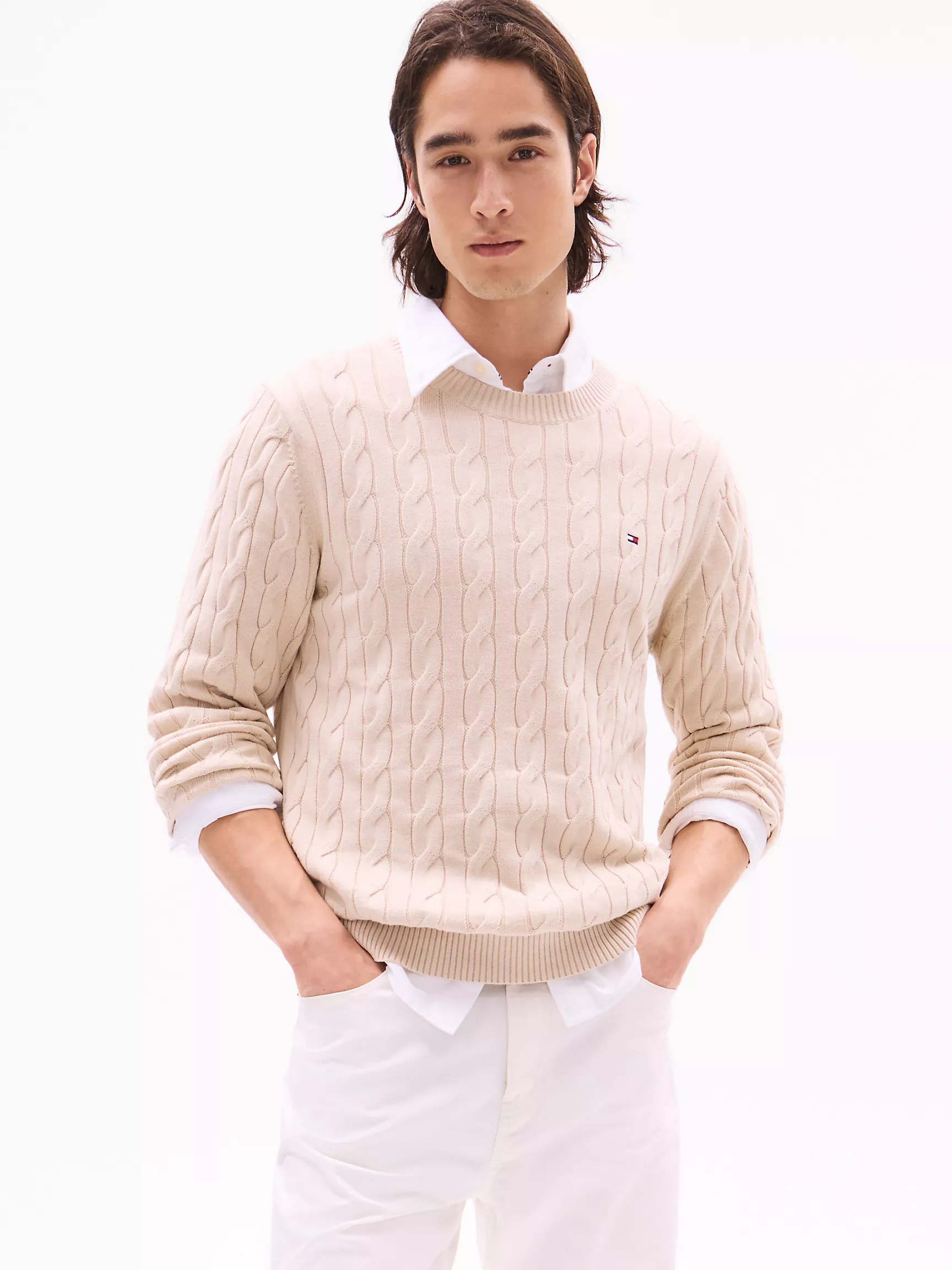 Мужской свитер Tommy Hilfiger, Свитер с узором "косы" и круглым вырезом