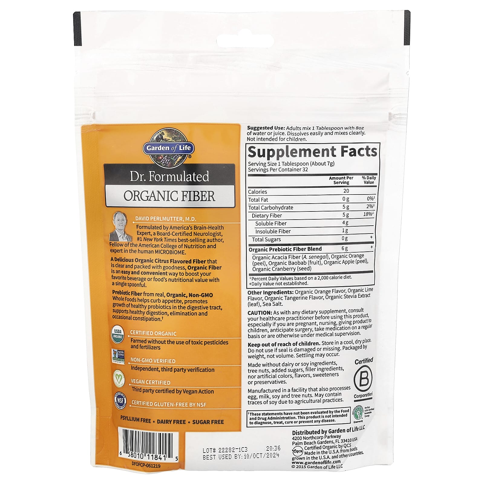 Garden of Life, Доктор Формула органической клетчатки, цитрусовые, 223 г (7,9 унции)