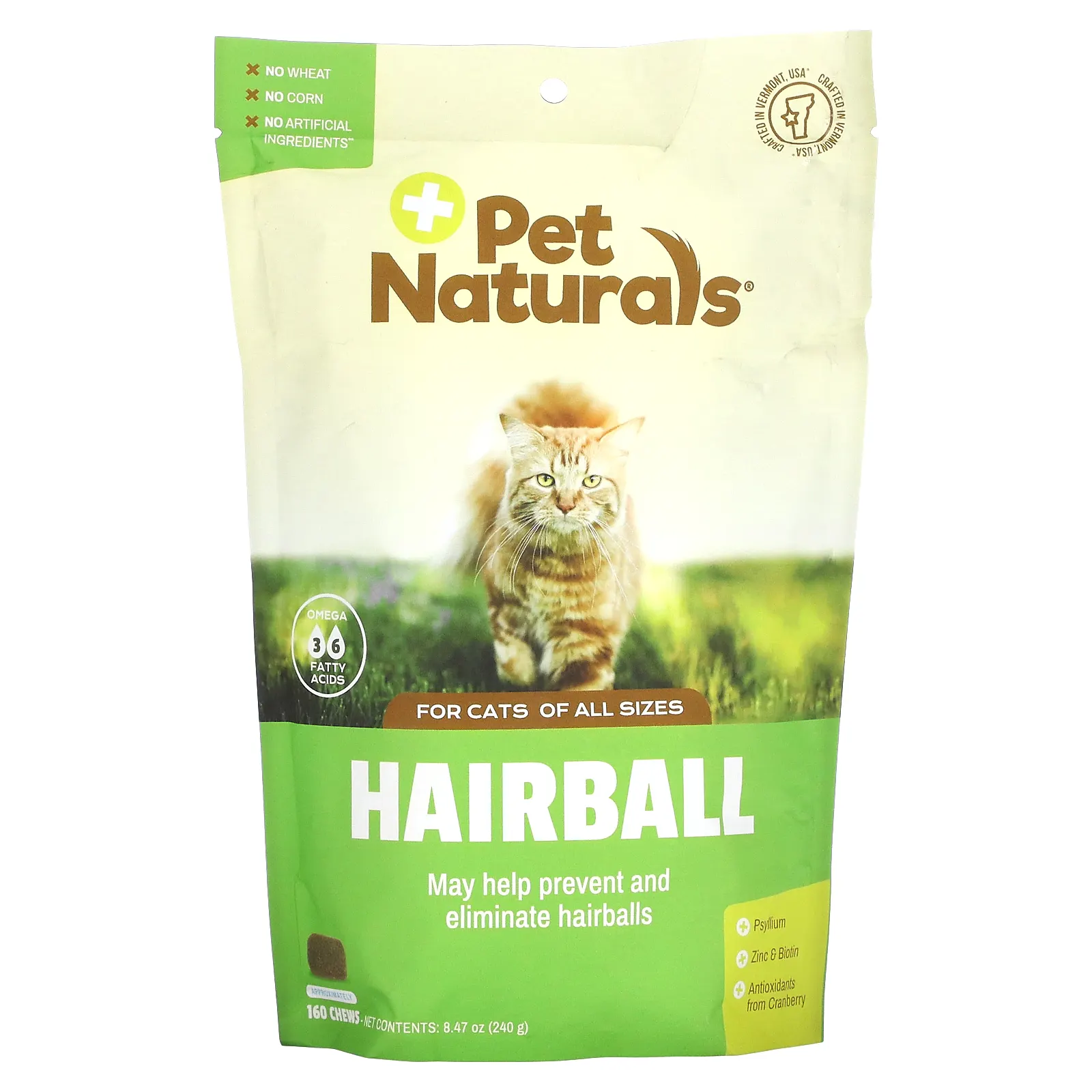 Pet Naturals, комок шерсти для кошек, 160 жевательных таблеток, 240 г (8,46 унции)