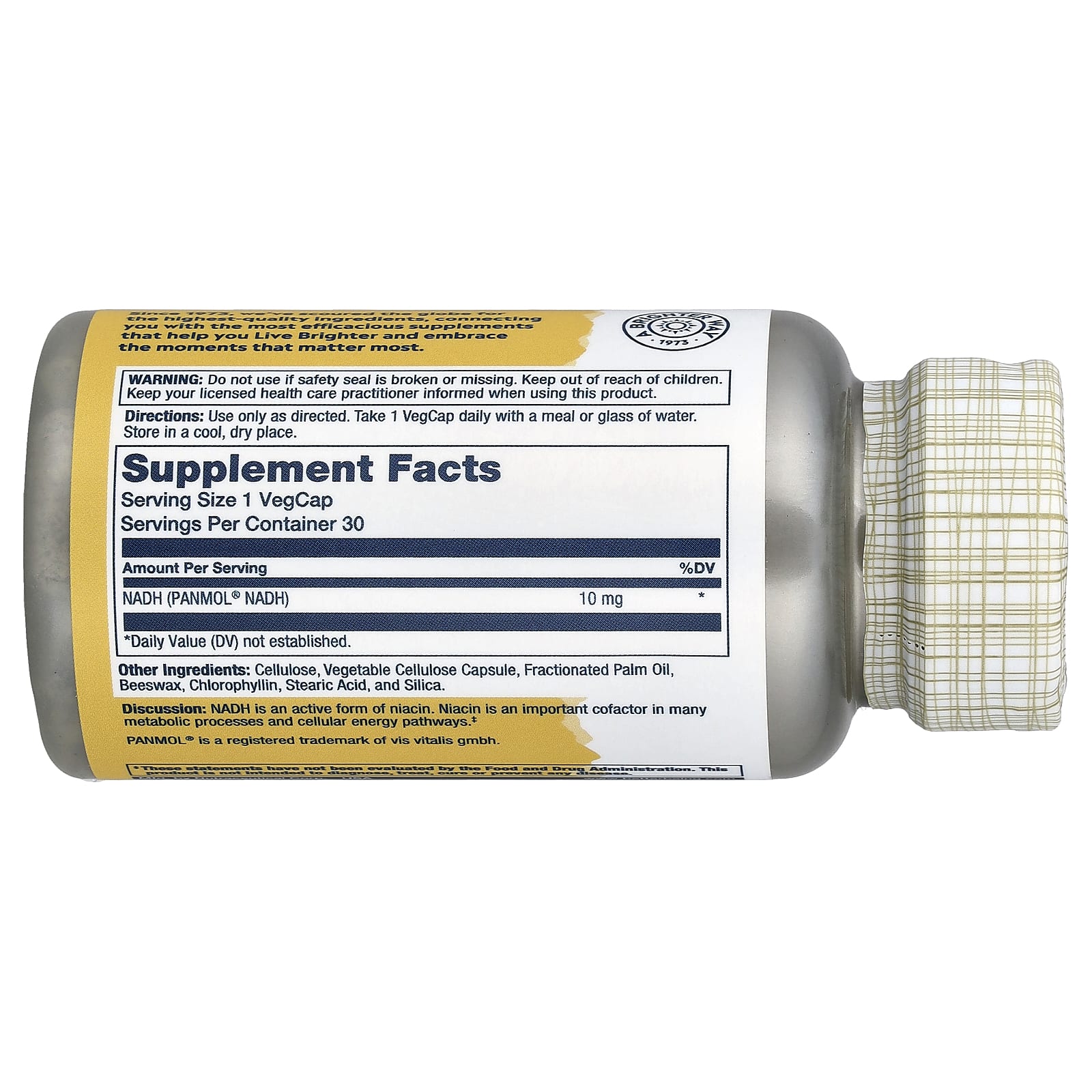 Solaray, НАДН, 10 мг, 30 вегетарианских капсул