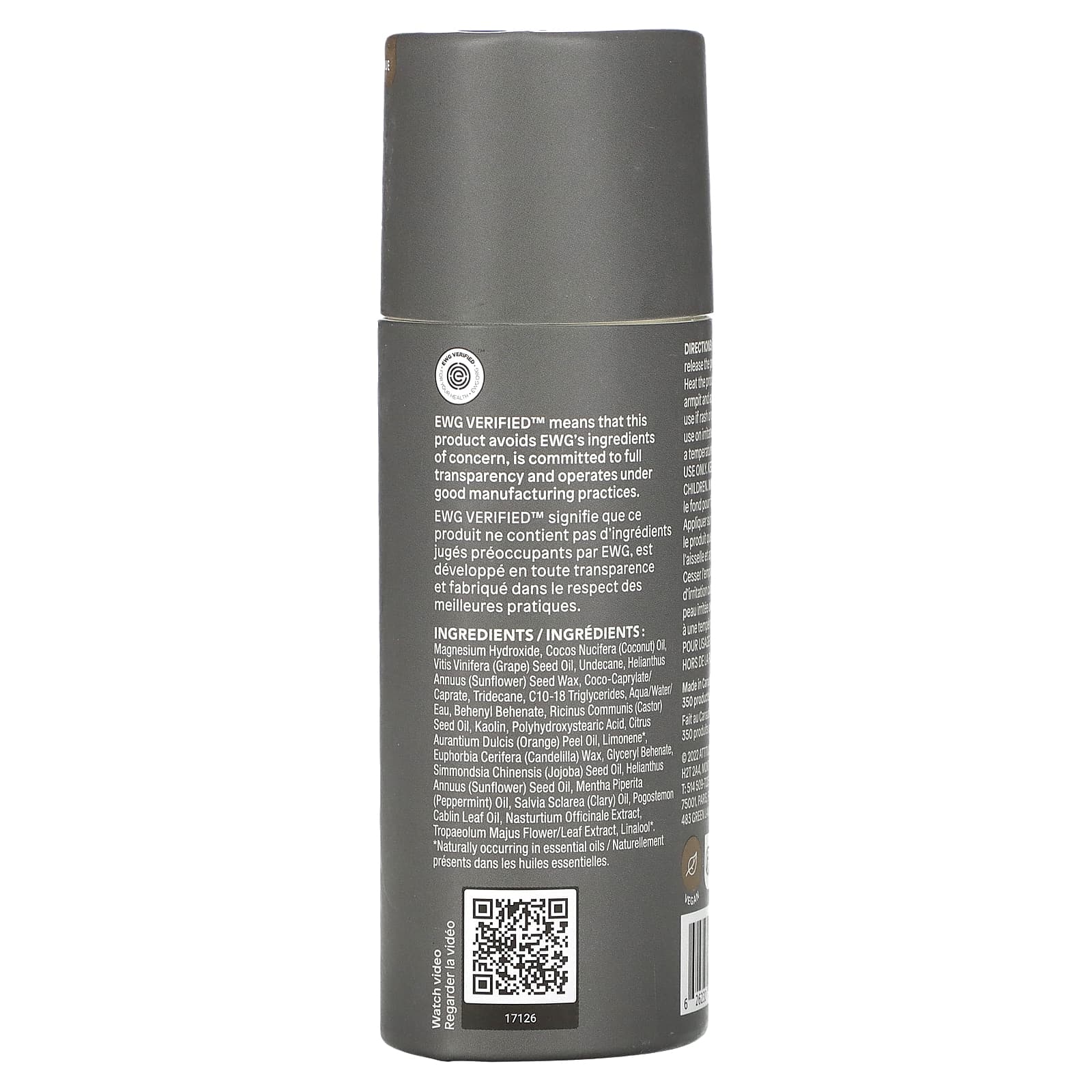 ATTITUDE, Дезодорант Leaves, перечная мята и сладкий апельсин, 85 г (3 унции)