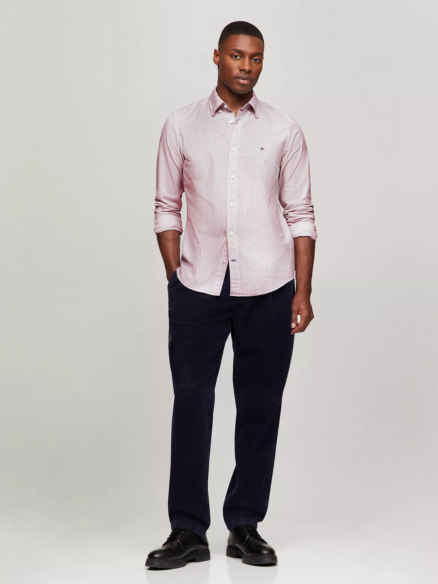 Мужская рубашка Tommy Hilfiger, Приталенная полосатая эластичная рубашка из оксфорда
