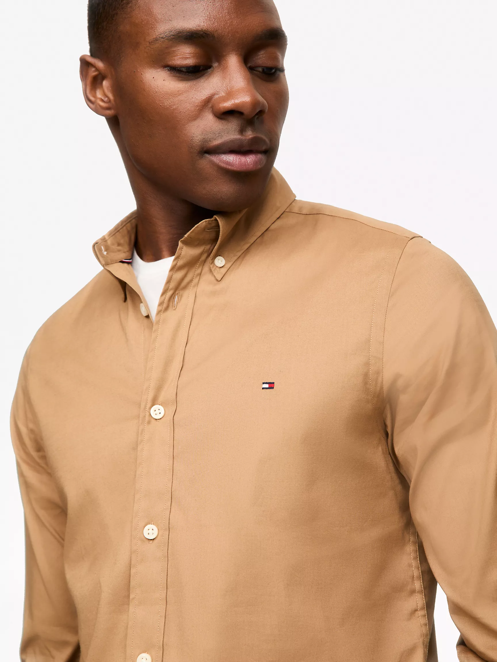 Мужская классическая рубашка Tommy Hilfiger, Приталенная рубашка THFlex из поплина